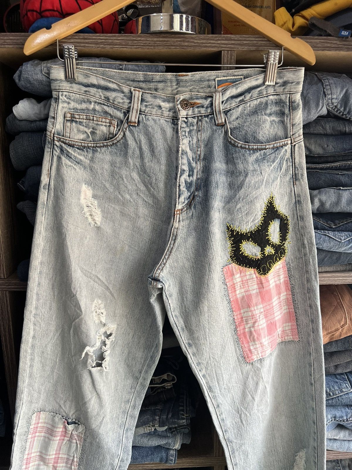 Japanese Brand 🔥Cantwo Patchwork Distressed Denim Size US 31 - 3 Thumbnail