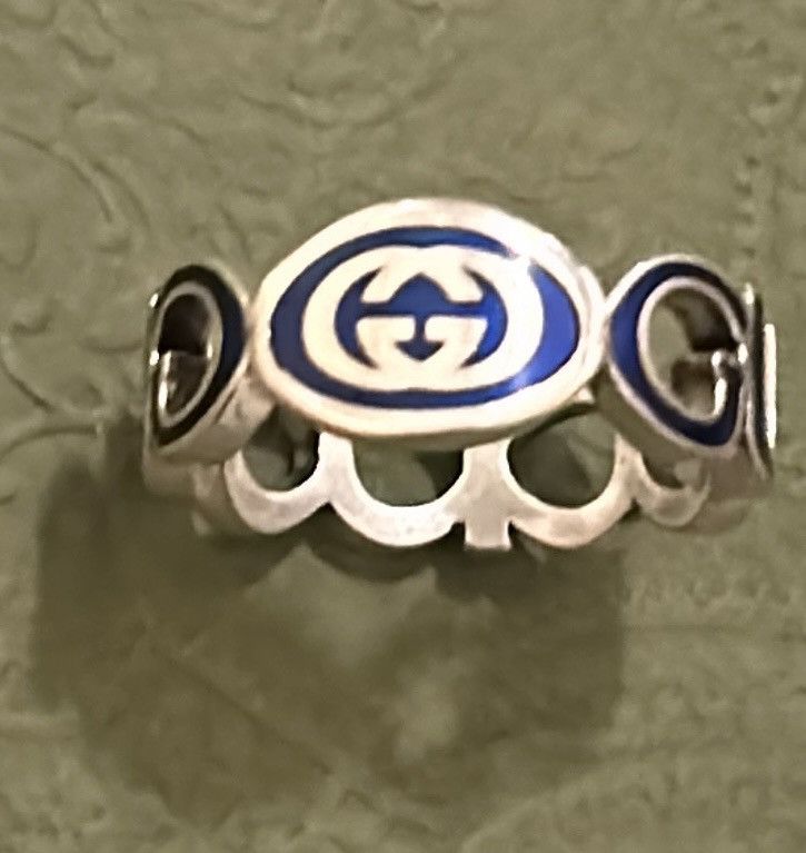 Gucci Gucci Unisex Sterling Silver Interlocking GG Logo Ring Size ONE SIZE - 3 Thumbnail
