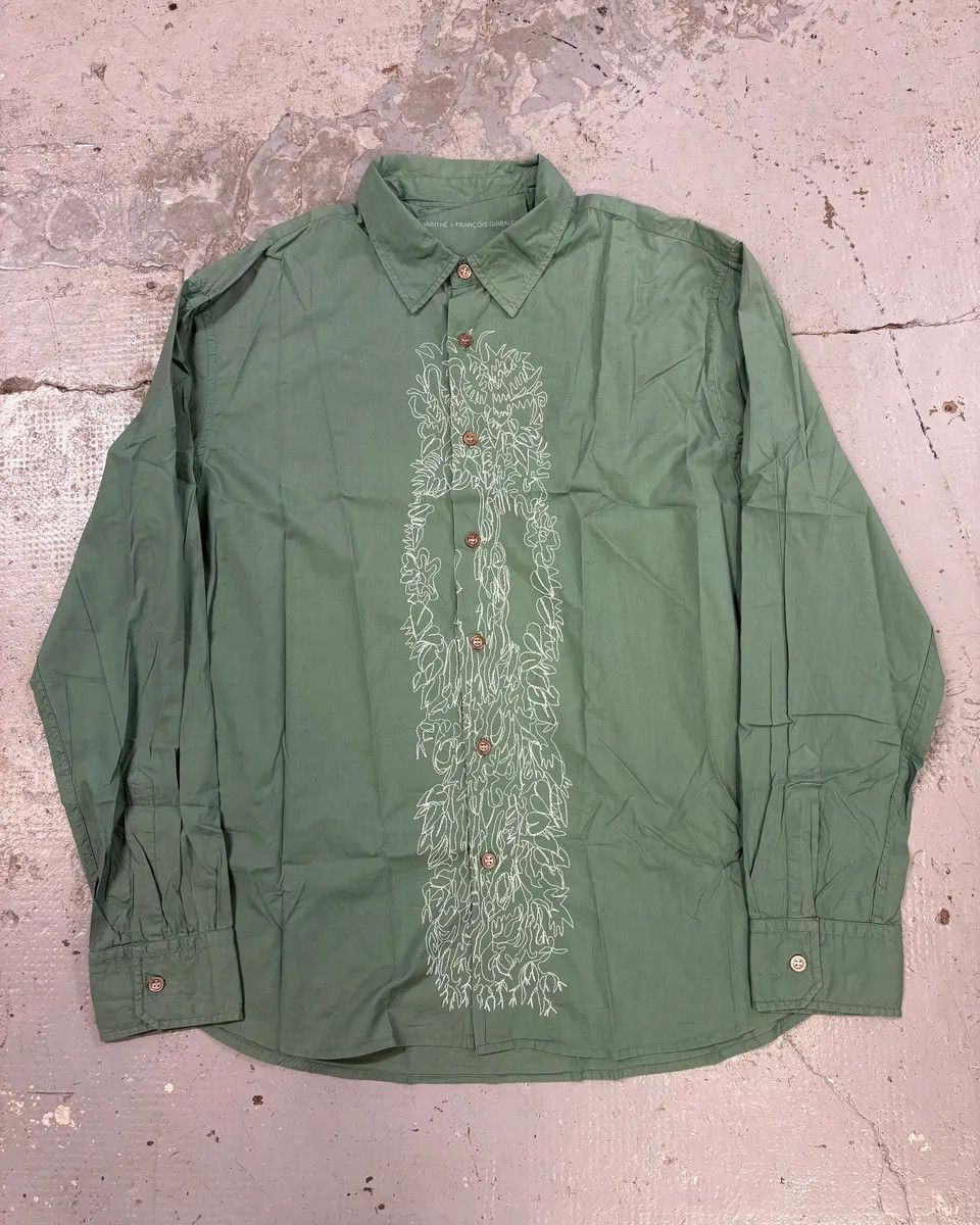 Marithe + Francois Girbaud 2000s Marithé + François Girbaud Green Embroidered Shirt Size US M / EU 48-50 / 2 - 2 Thumbnail