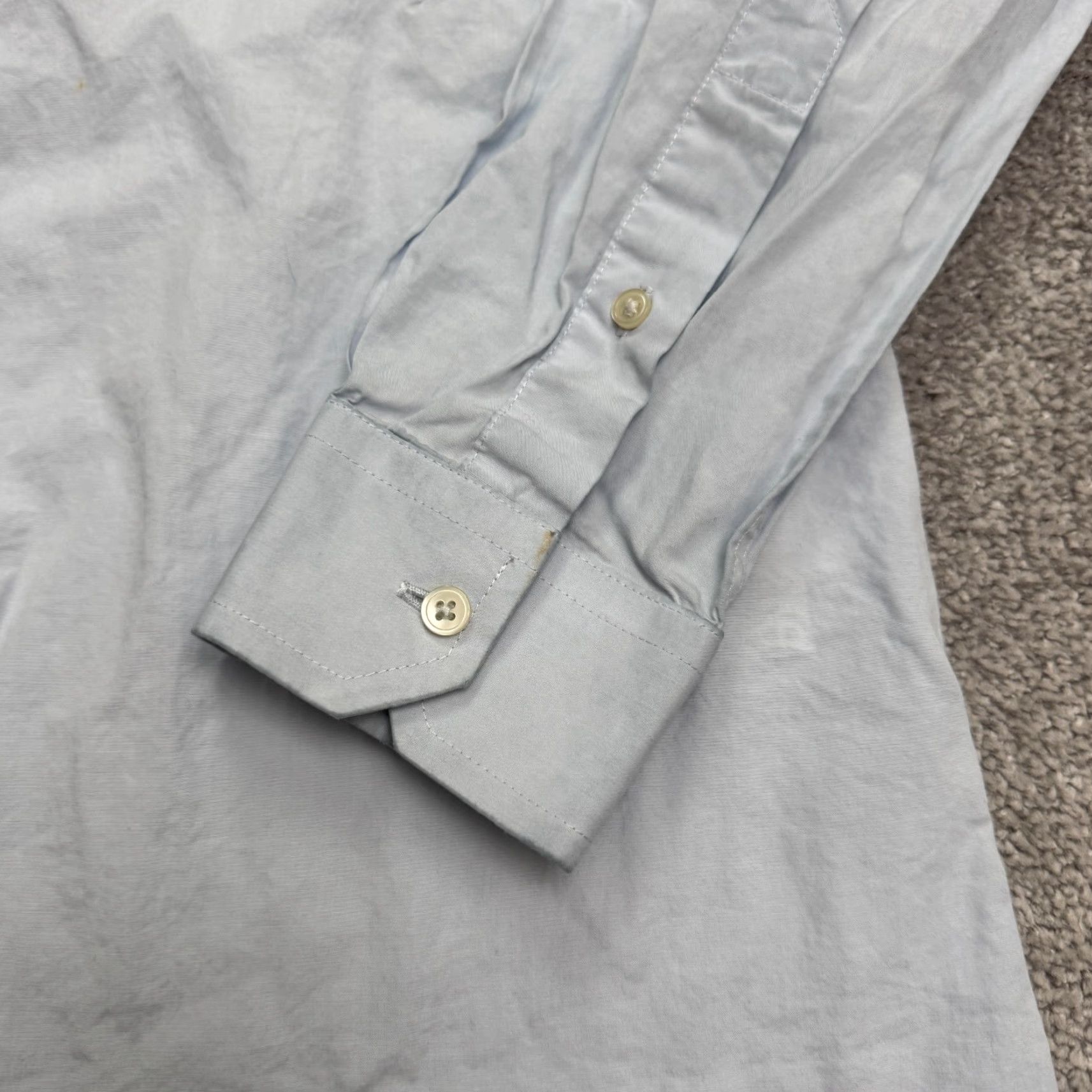 Reiss REISS Slim Fit Dress Shirt Men's Medium Light Blue Cotton Pocket Classic Business Casual Size 40R - 4 Thumbnail