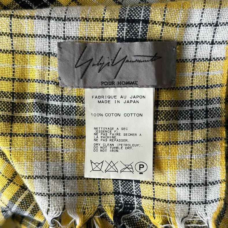Yohji Yamamoto Yohji Yamamoto Yellow Plaid Scarf with Fringe Design Size ONE SIZE - 4 Thumbnail