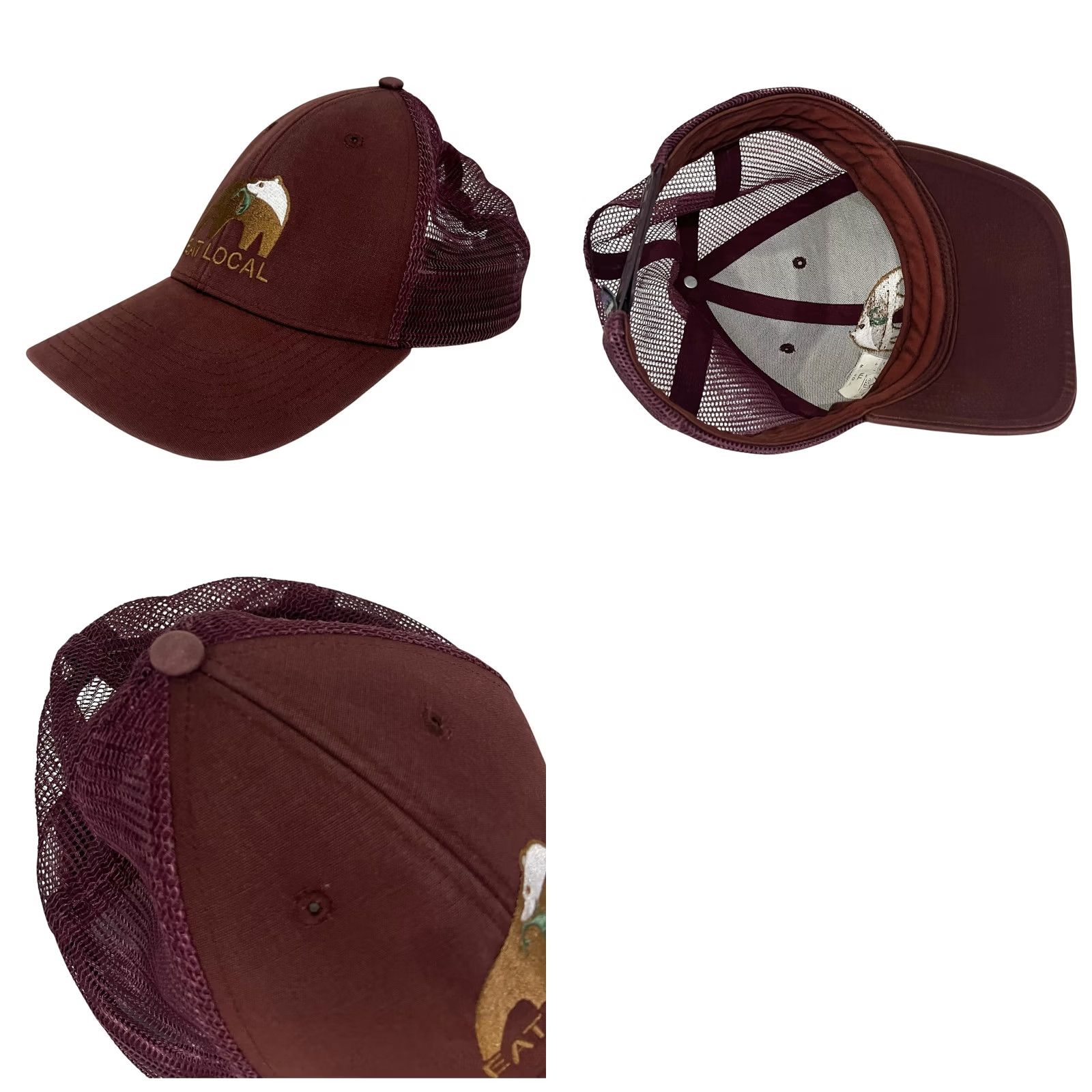 Patagonia Patagonia Hat LoPro Trucker Eat Local Upstream Bear w/ Fish Burgundy Red RARE Adjustable Breathable Men One Size Hat Size ONE SIZE - 8 Thumbnail