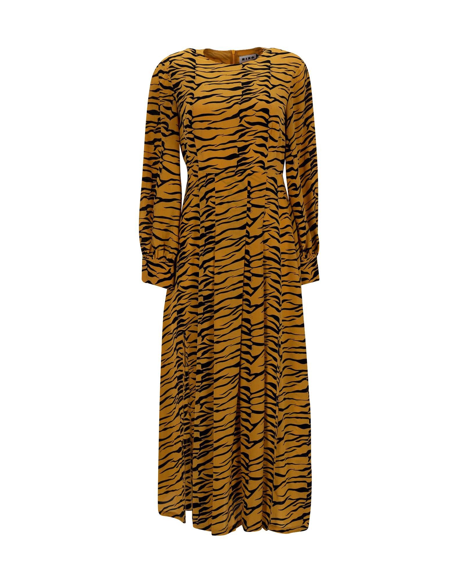 image of Rixo Animal Print Midi Dress In Quality Polyester Fabric, Women's (Size Small)