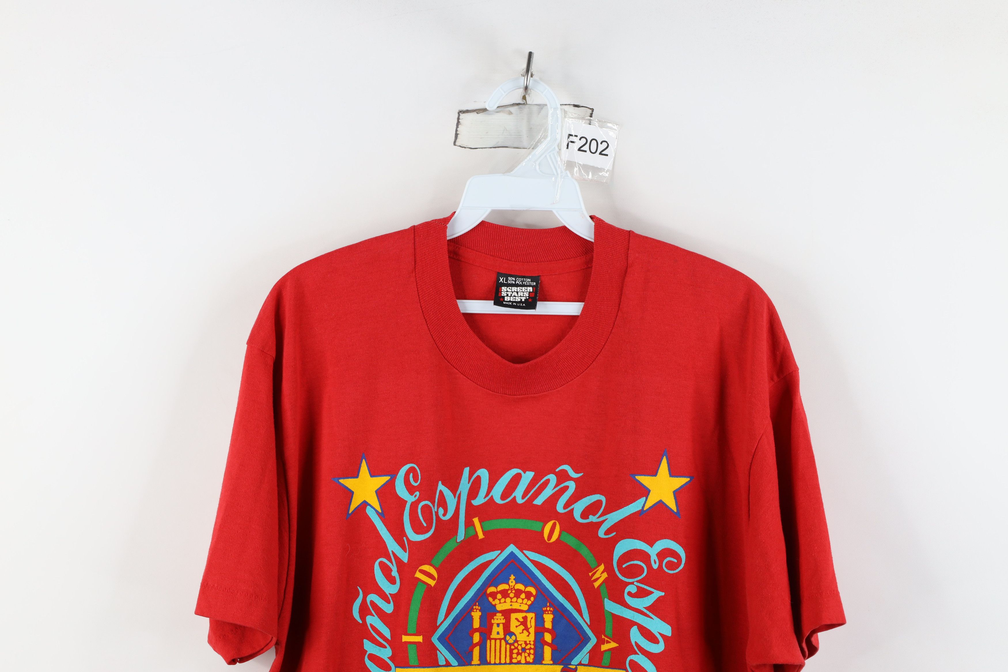 Vintage Vintage 90s Streetwear Spell Espana Spain T-Shirt Red USA Size US XL / EU 56 / 4 - 2 Thumbnail