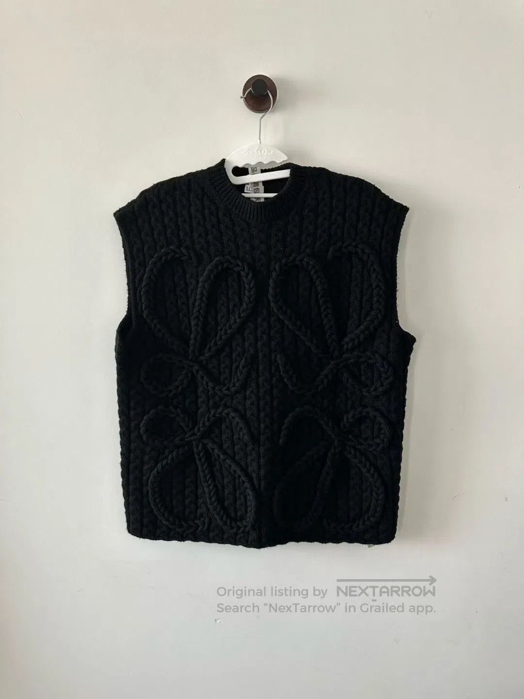 Loewe Loewe Black Cable Knit Large Logo Wool Vest| Size XS / US 0-2 / IT 36-38 - 1 Thumbnail