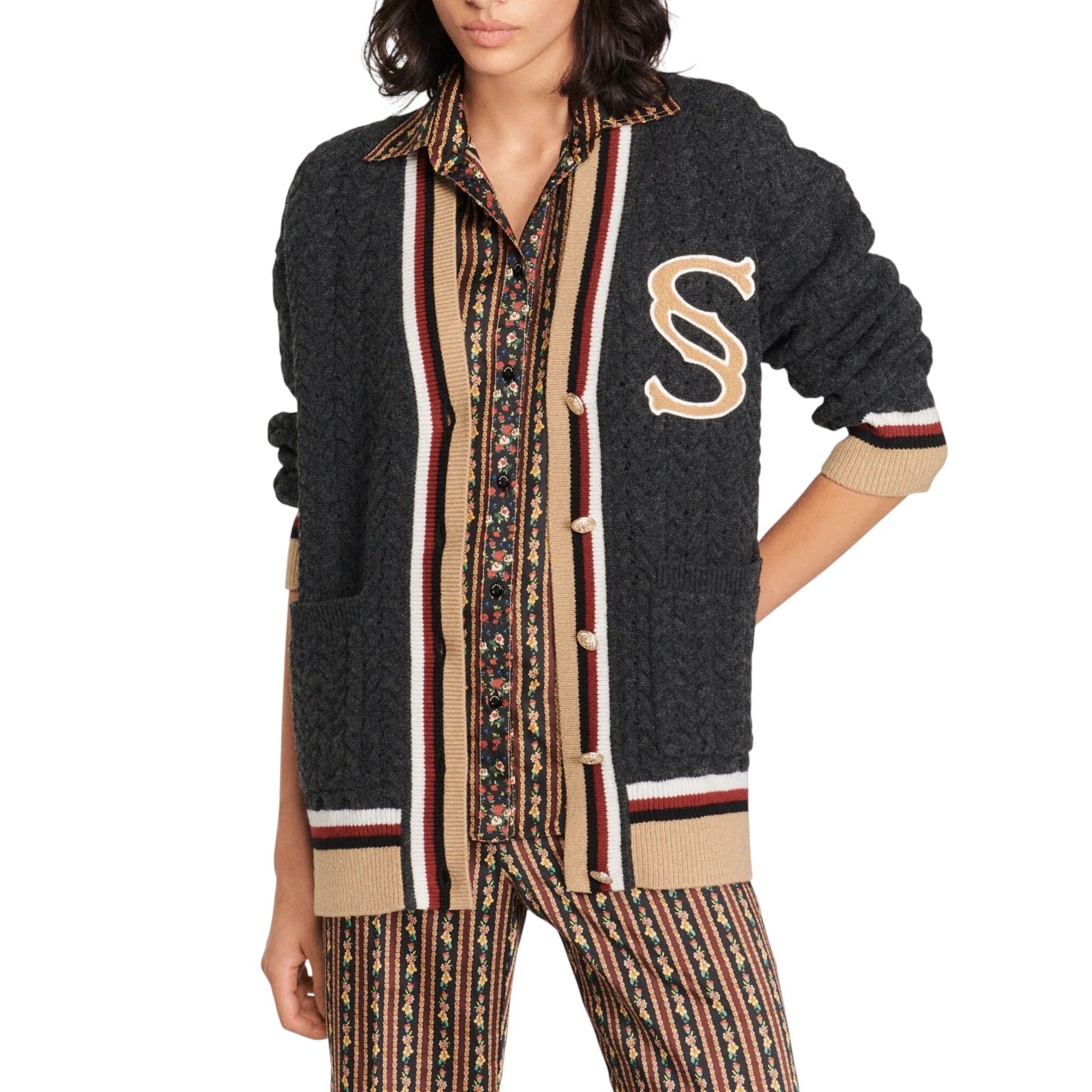 Sandro Tommy Double S Oversized Cardigan Size M / US 6-8 / IT 42-44 - 3 Thumbnail