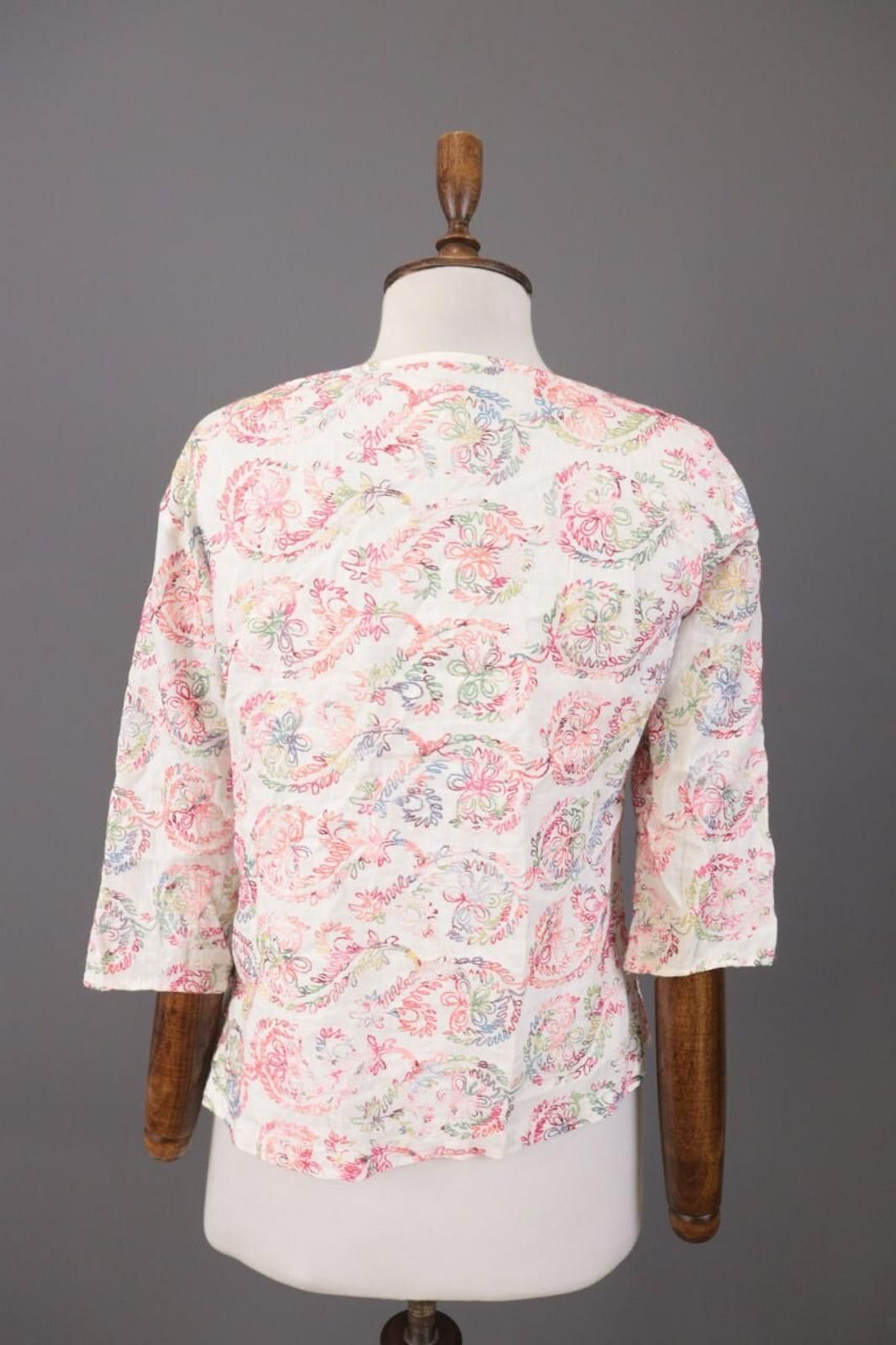 120% Lino 120% Lino White Linen Flroal Drawstring Top Shirt Size 42 Size M / US 6-8 / IT 42-44 - 9 Thumbnail