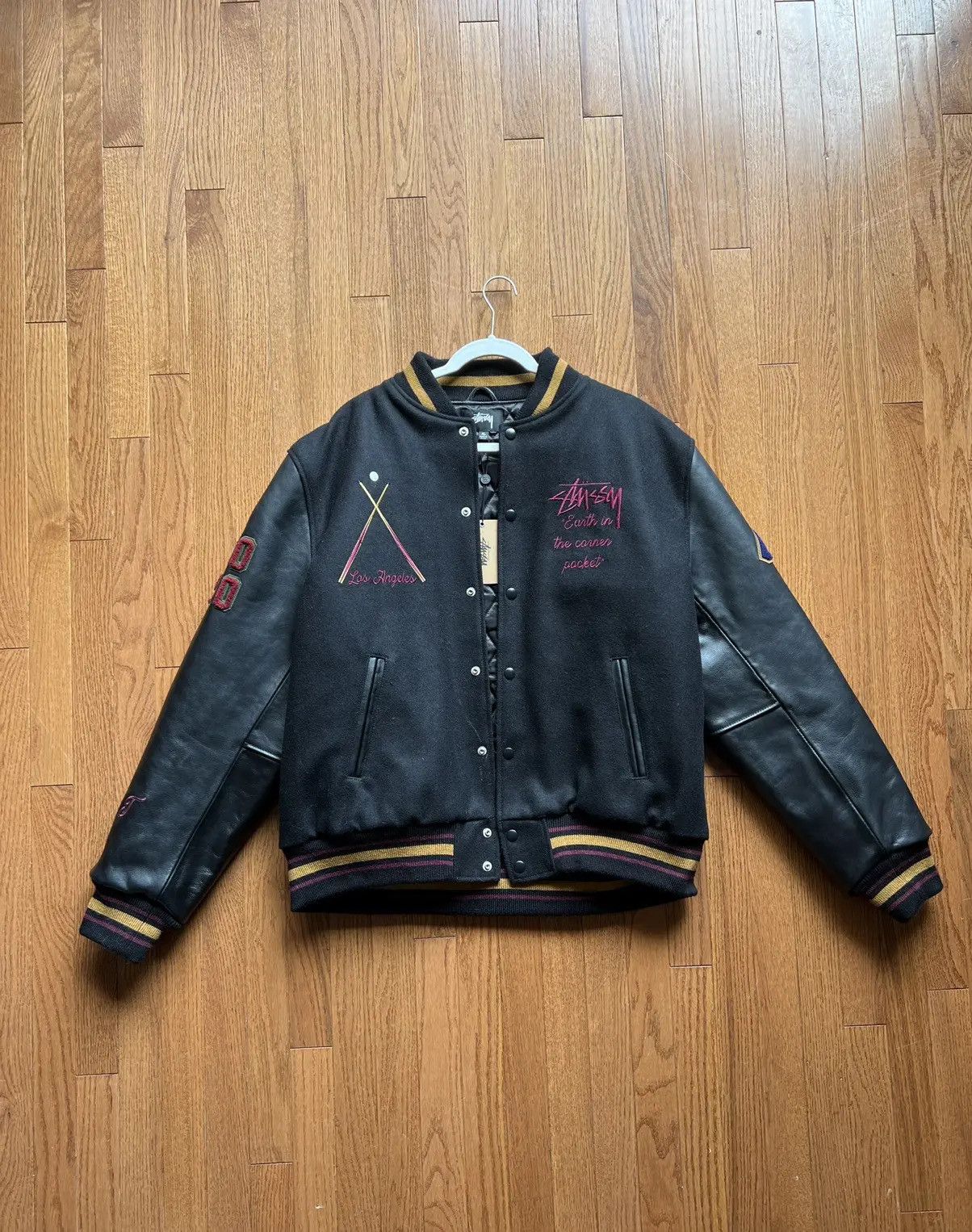 Stussy 40th Anniversary Varsity Jacket Black | Grailed