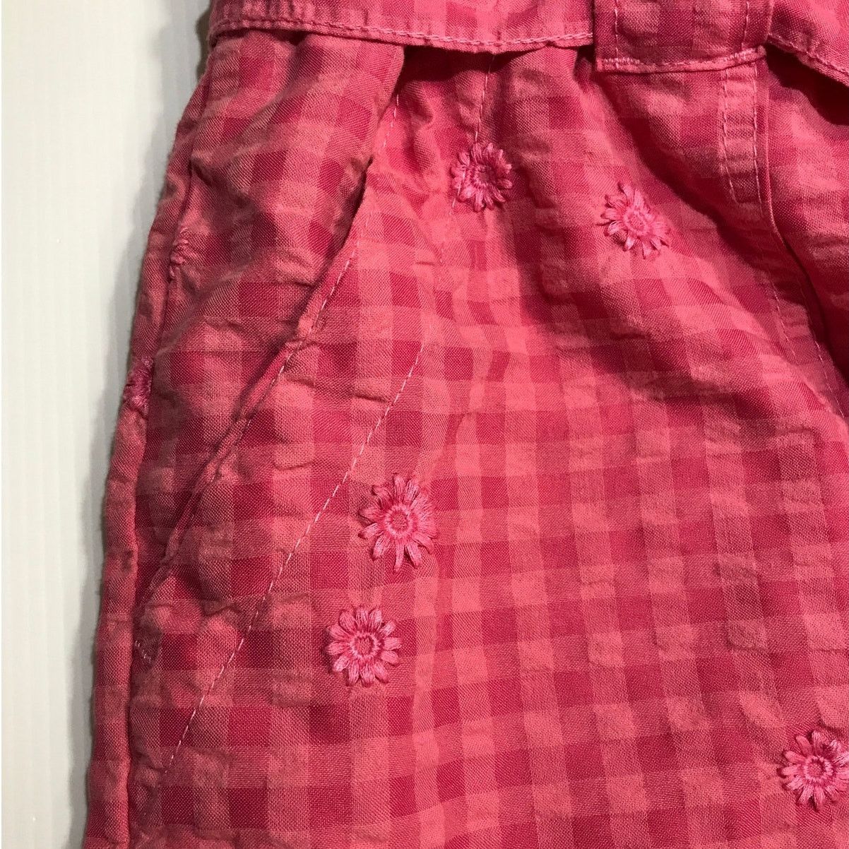 Other Time and Tru Pink Gingham Plaid Floral High Rise Shorts XL Size 36" / US 14 / IT 50 - 4 Thumbnail