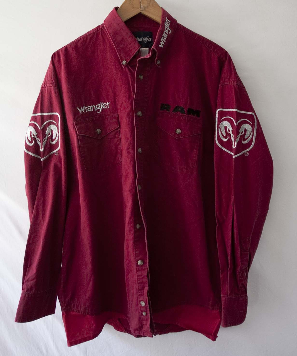 Wrangler Wrangler Western Shirt Dodge Ram Size L Rodeo Red | Grailed