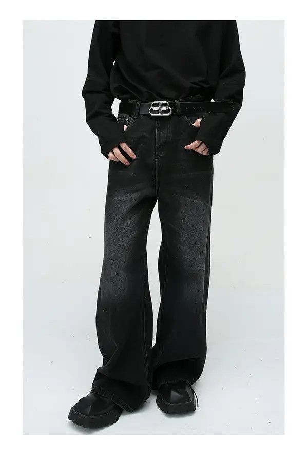Japanese Brand Kagawa x Miho Black distressed vintage washed straight jeans Size US 32 / EU 48 - 1 Thumbnail