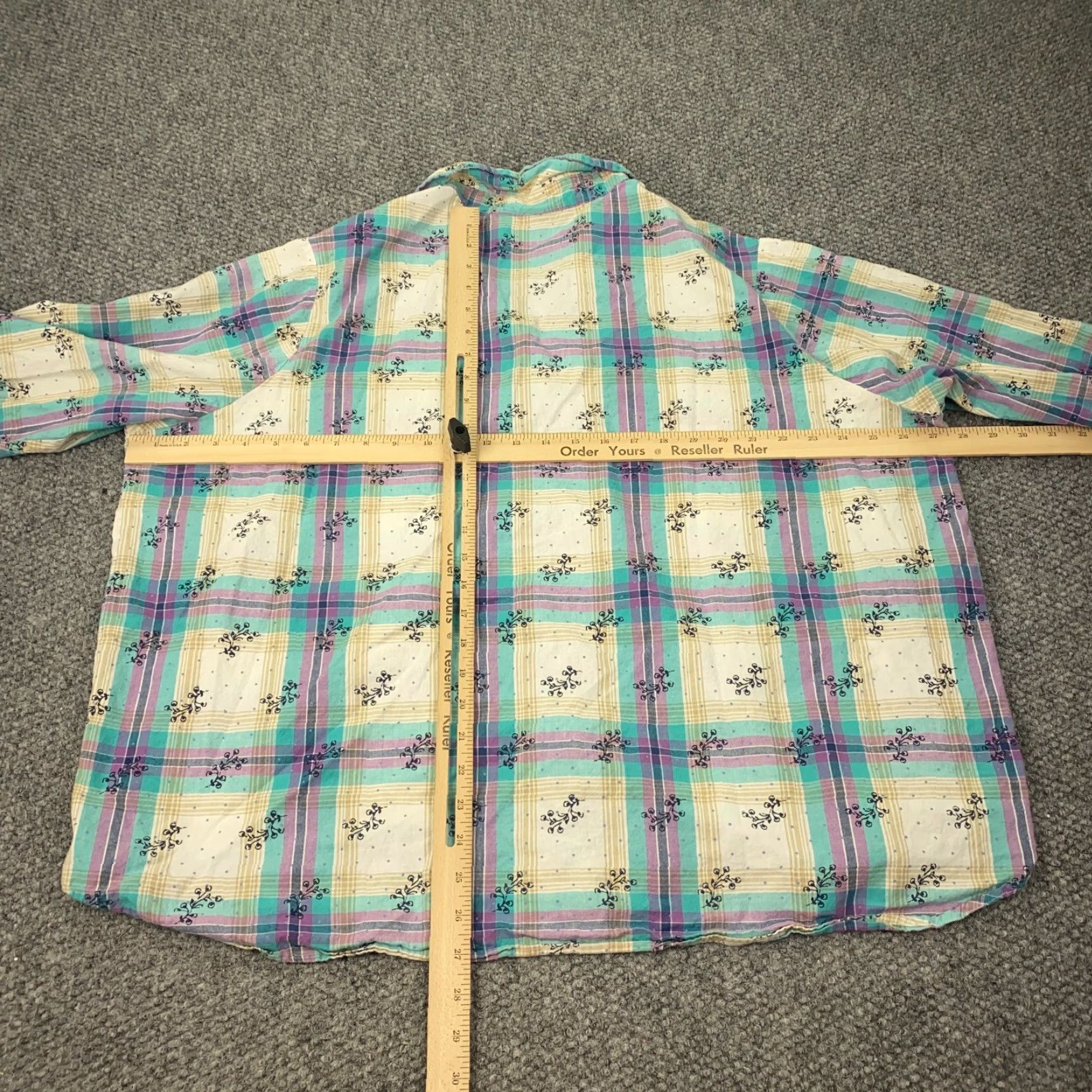 Vintage Bend Over Womens Shirt 3X Beige Plaid Cotton 3/4 Sleeve Button-Up Casual Party/Cocktail Travel Vintage No Size XXL / US 16-18 / IT 52-54 - 5 Thumbnail
