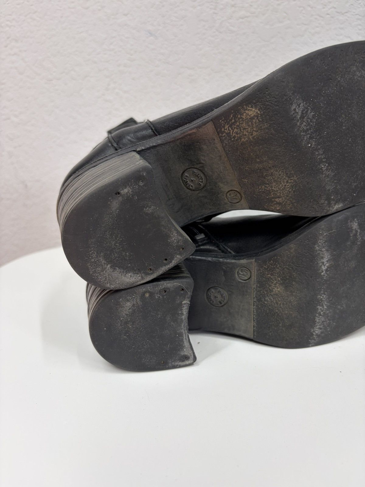If Six Was Nine Vintage Italian AS 98 Rick Owens Style Leather Biker Boots Size US 7 / IT 37 - 12 Thumbnail