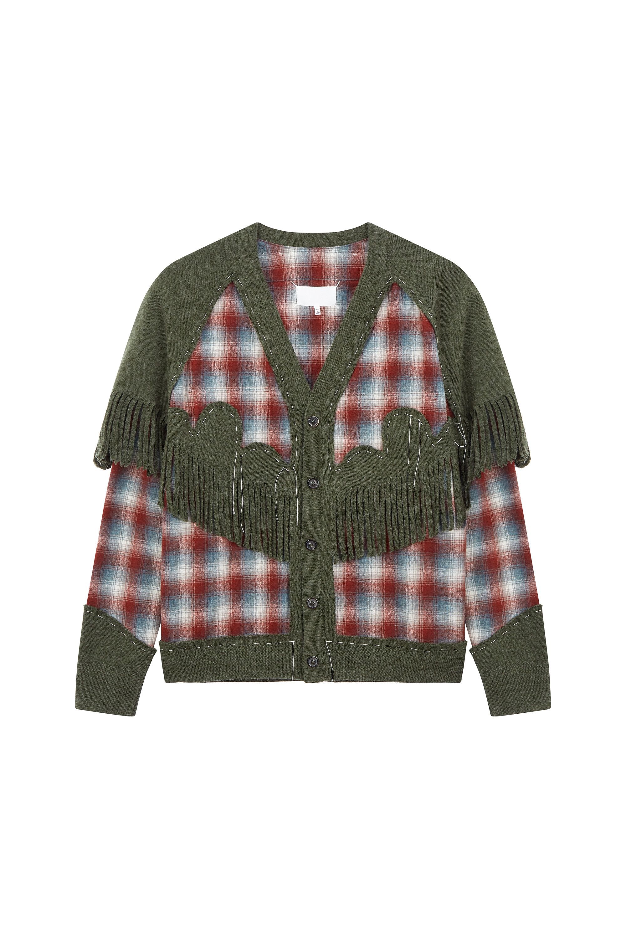 Maison Margiela o1w1db10525 Overlay Check Cardigan in Multicolor Size US L / EU 52-54 / 3 - 1 Thumbnail