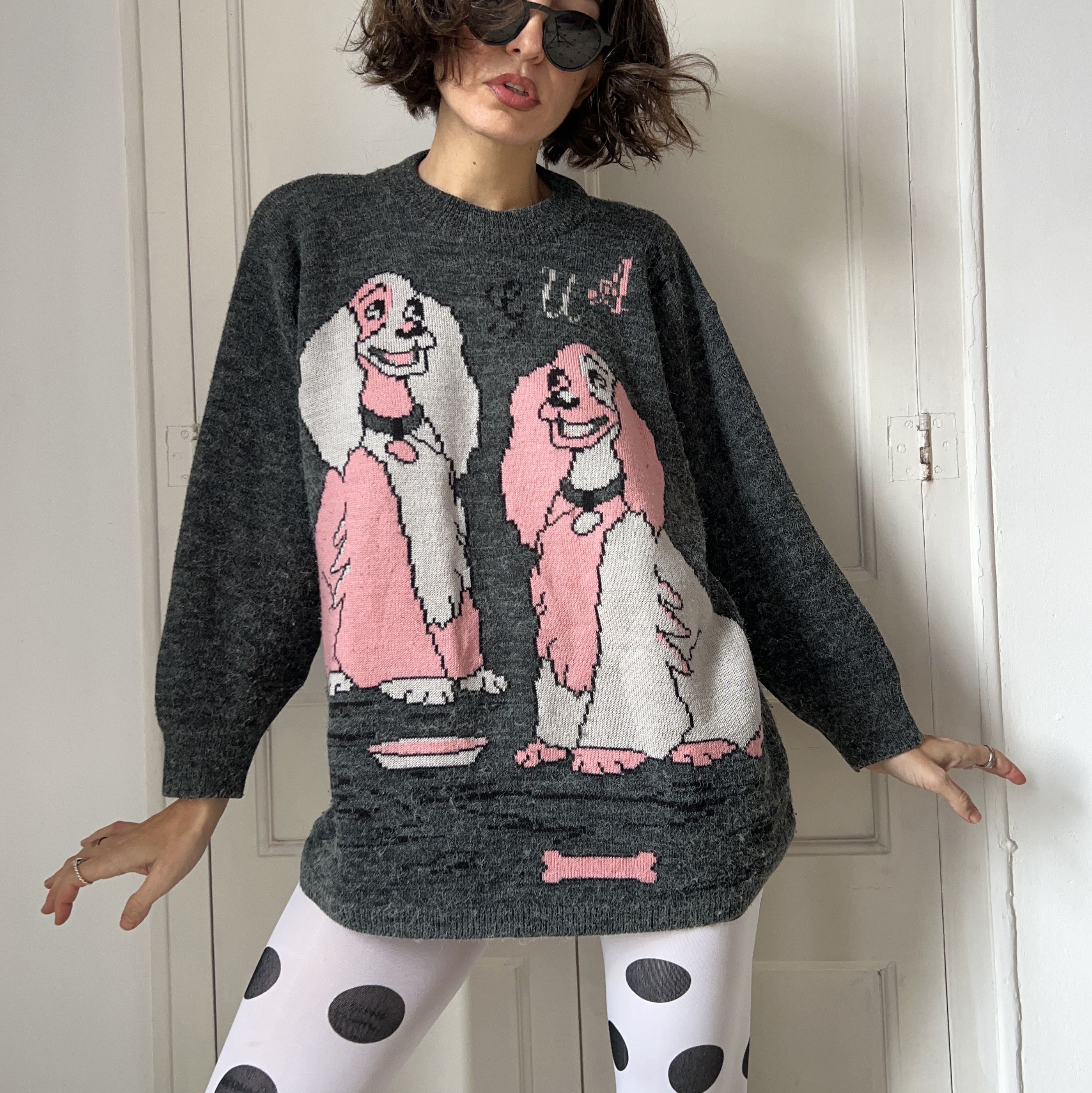 Vintage Vintage 90s Disney Lady & the Tramp Mohair Sweater Size L / US 10 / IT 46 - 5 Thumbnail