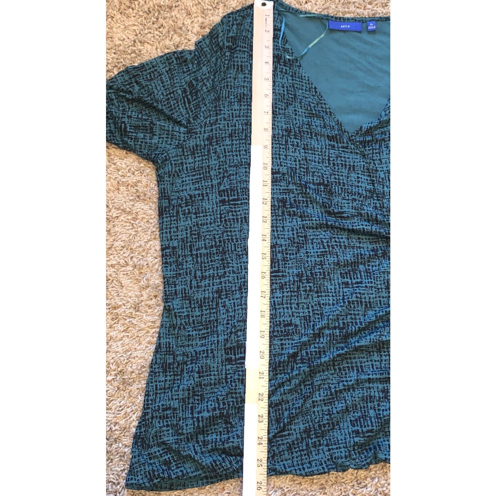 Apt. 9 Apt. 9 Blouse Shirt XL Long Sleeve V-Neck Wrap Style Multicolor Green Black NWT Size XL / US 12-14 / IT 48-50 - 6 Thumbnail