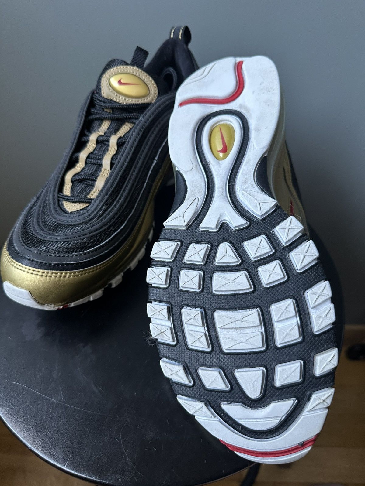 Nike Nike Air Max 97 Black Metallic Gold Low Top Shoes Size US 7.5 / EU 40-41 - 5 Thumbnail
