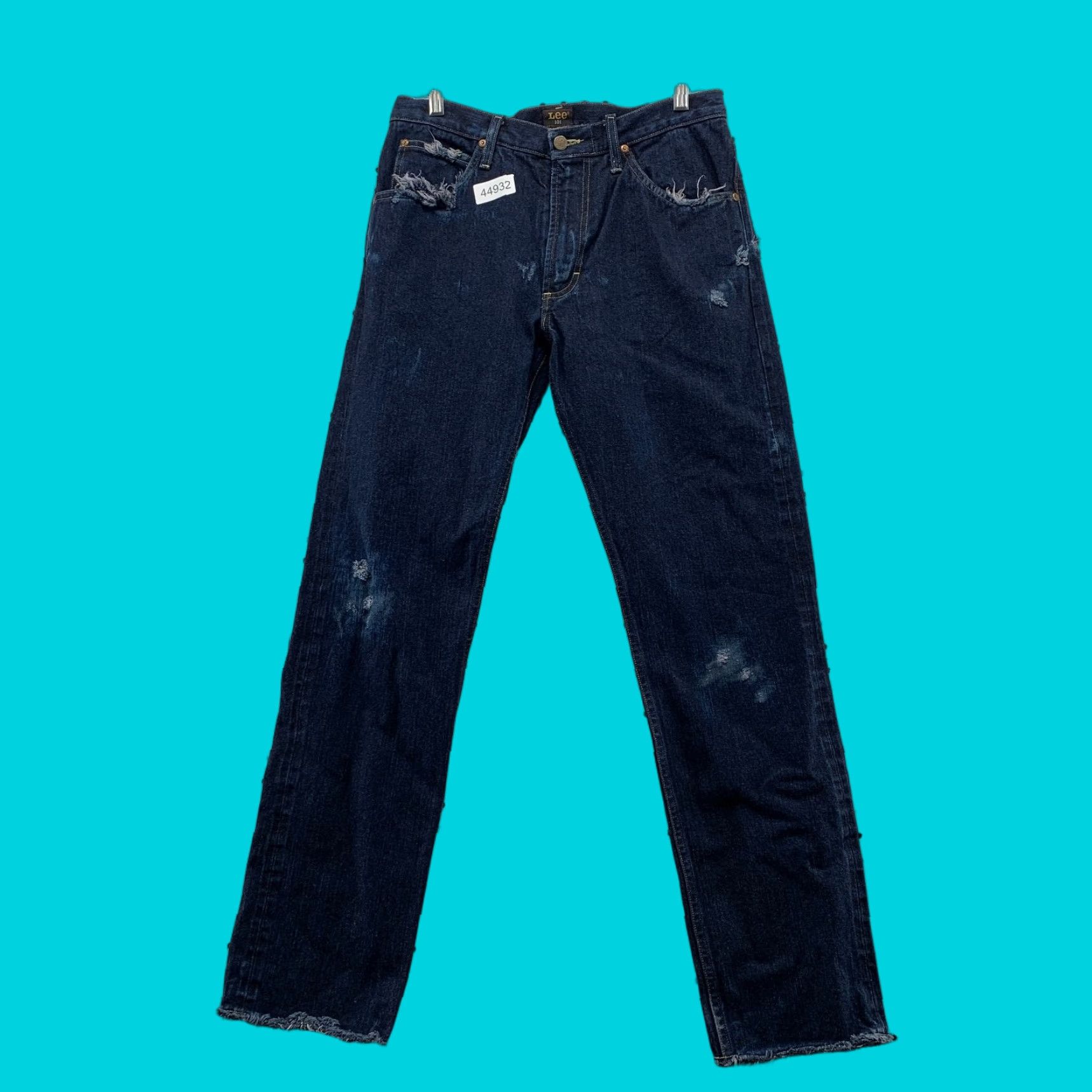 Lee Lee 101 Z Denim Selvedge Jeans Mens 33x30 Japan Indigo Dark Wash Distress Italy Size US 33 - 1 Thumbnail