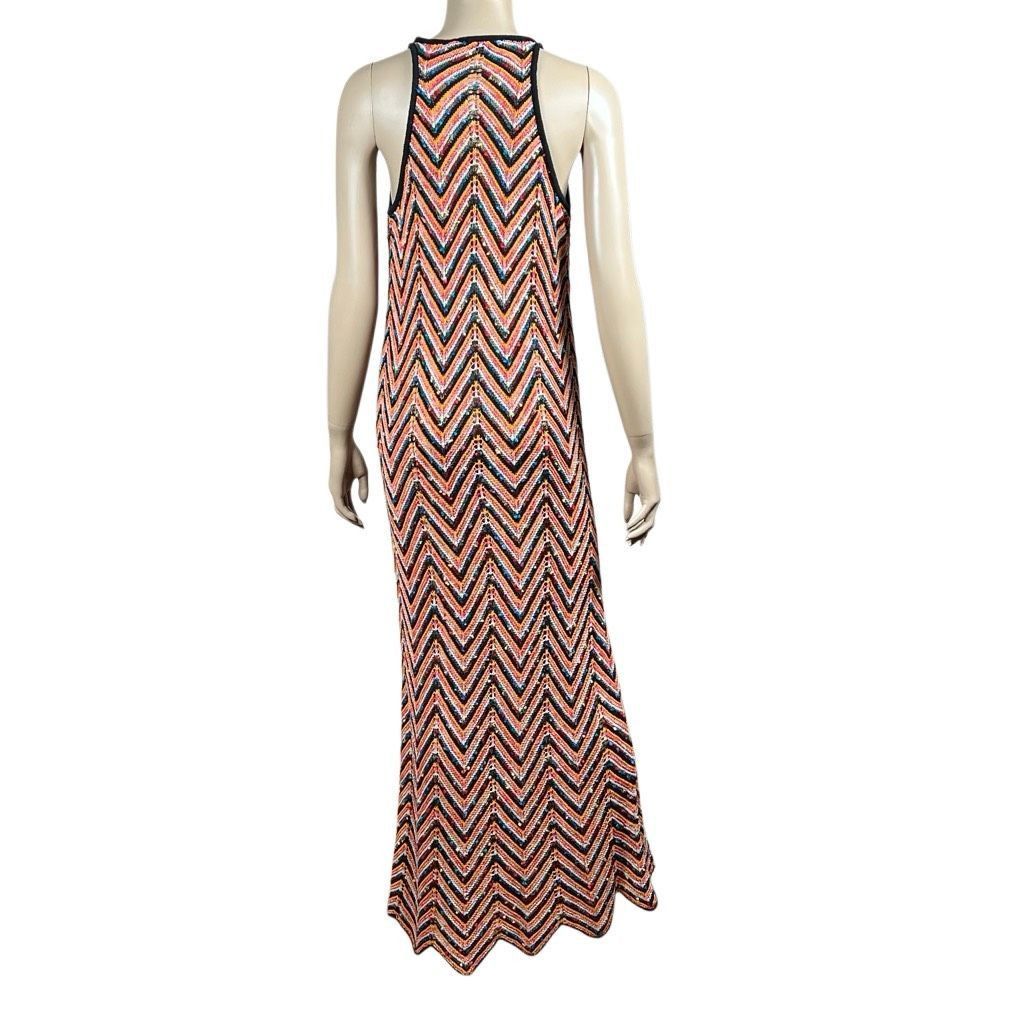 Zara Zara Knit Multicolor Chevron Maxi zigzag Dress Sleeveless Crochet Style Size M (029) Size M / US 6-8 / IT 42-44 - 6 Thumbnail