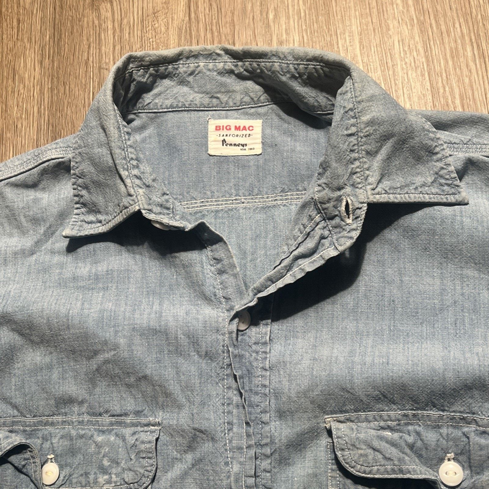 JCPenney Vintage 50s Penneys Sanforized Cotton Chambray Shirt Tall L Size US L / EU 52-54 / 3 - 13 Thumbnail