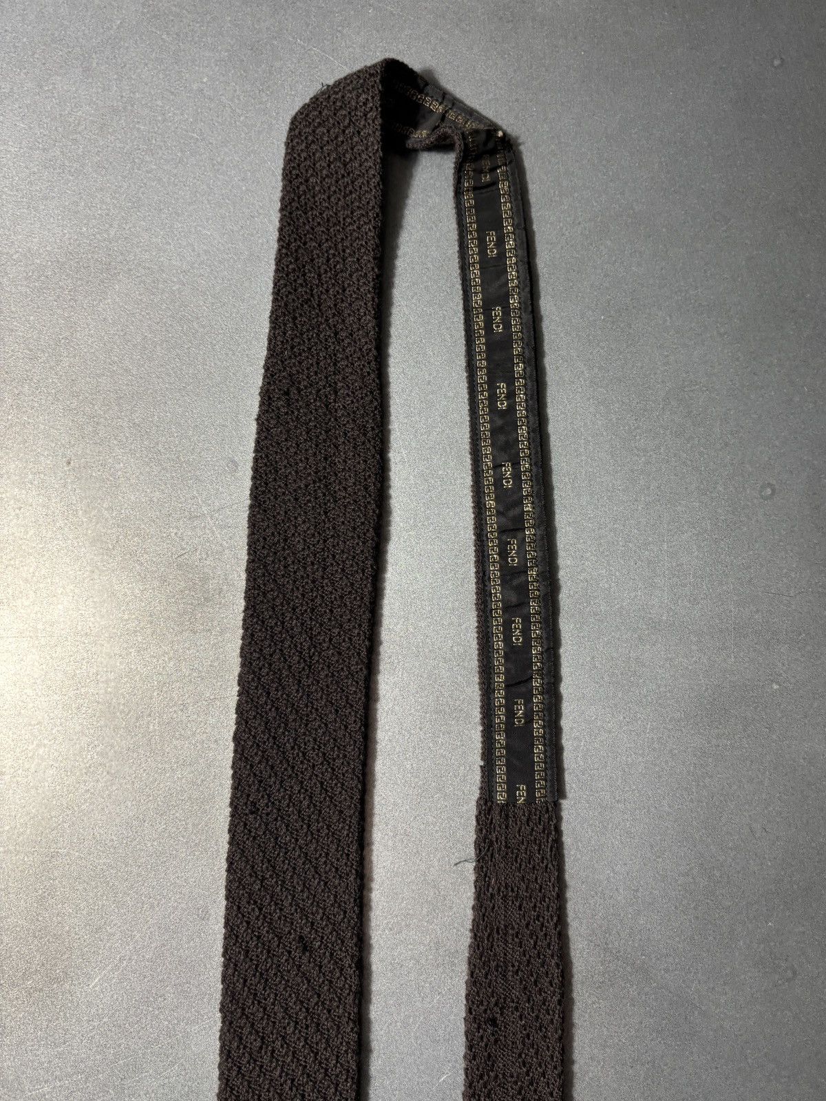 Fendi Vintage Fendi Tie Knit Wool Straight Bar Necktie Flat Top Size ONE SIZE - 2 Thumbnail