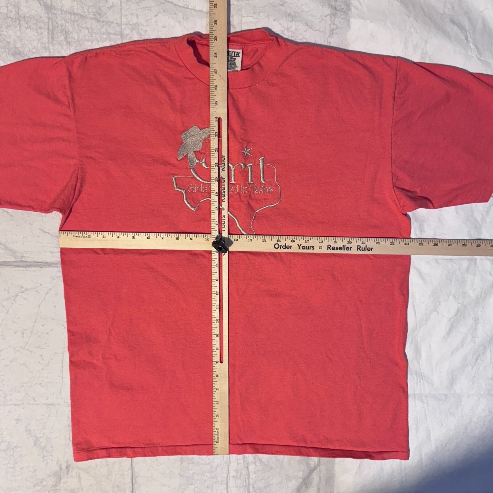 Other Vintage 90s Oneita Girls Raised In Texas Pink Peach Single S Size XL / US 12-14 / IT 48-50 - 4 Thumbnail