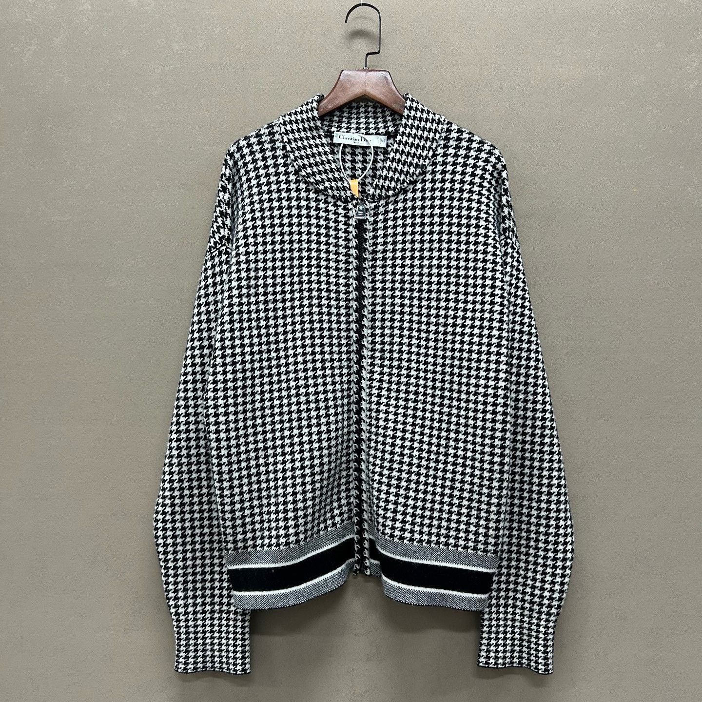 Dior Dior Runway Houndstooth Cashmere Zip Jacket Size S / US 4 / IT 40 - 1 Thumbnail