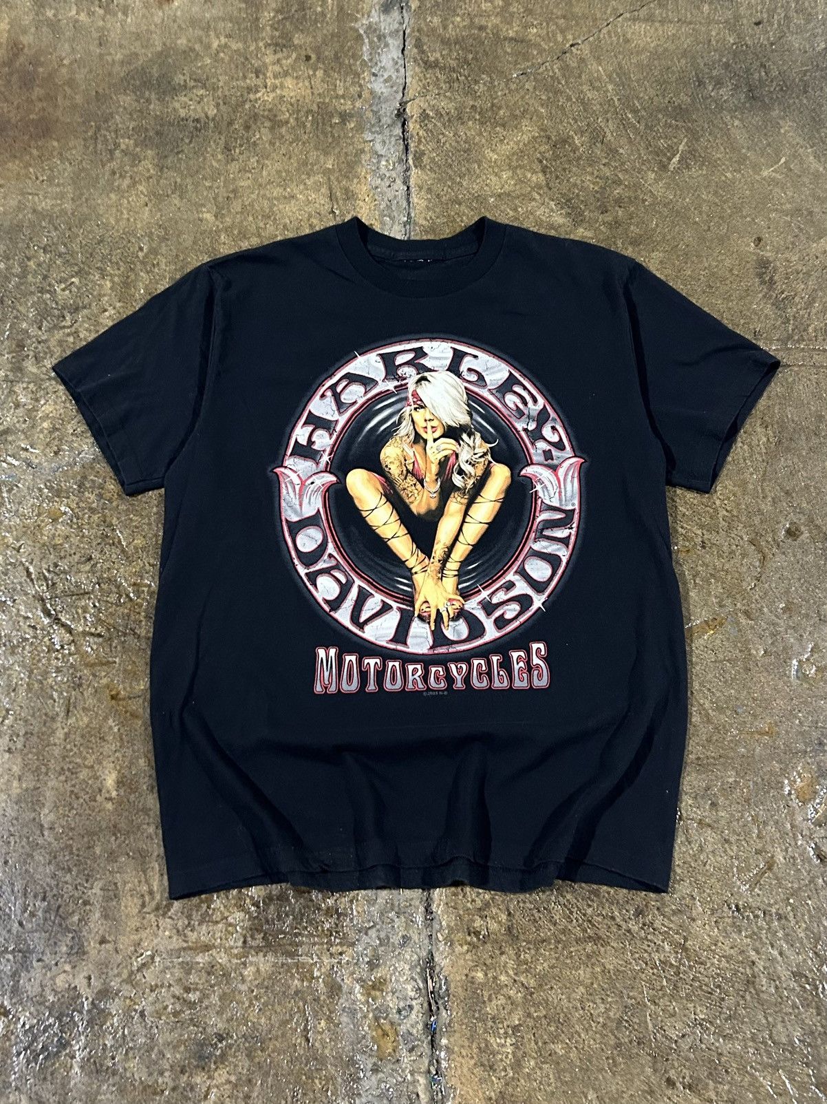 Harley Davidson × Vintage Crazy Vintage Y2K Harley Davidson Tee Grunge Biker Girl Size US L / EU 52-54 / 3 - 1 Thumbnail