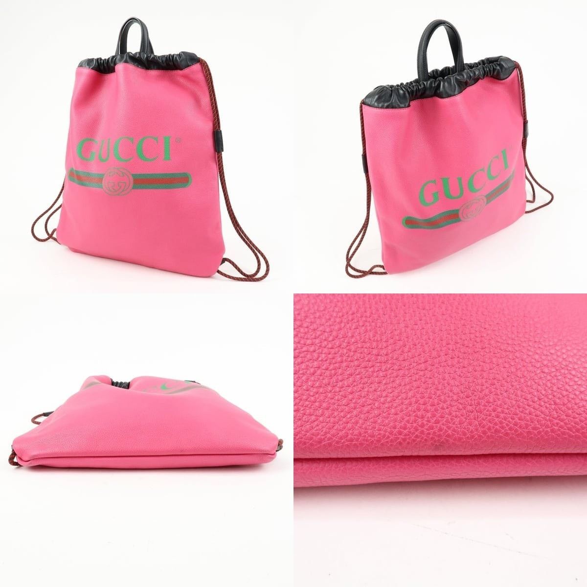 Gucci Gucci Interlocking G Drawstring Backpack Calfskin Pink Size ONE SIZE - 3 Thumbnail