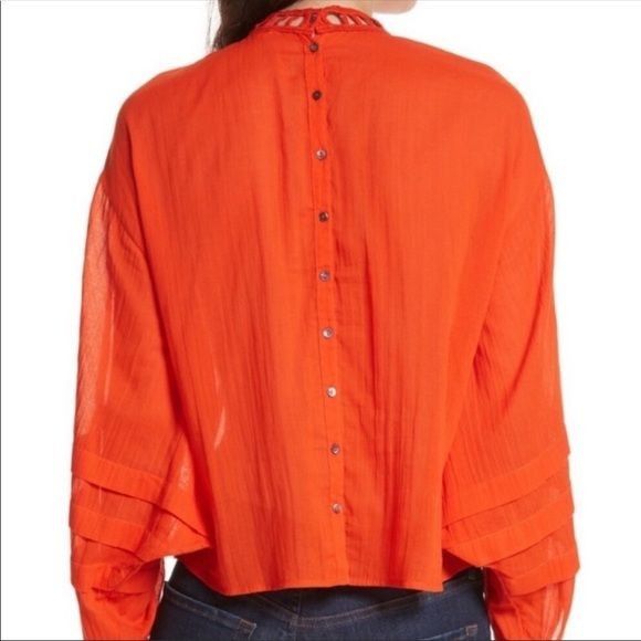 Free People Free People S Heart of Gold Orange Beaded Boho Top Semi Shee Size S / US 4 / IT 40 - 9 Thumbnail