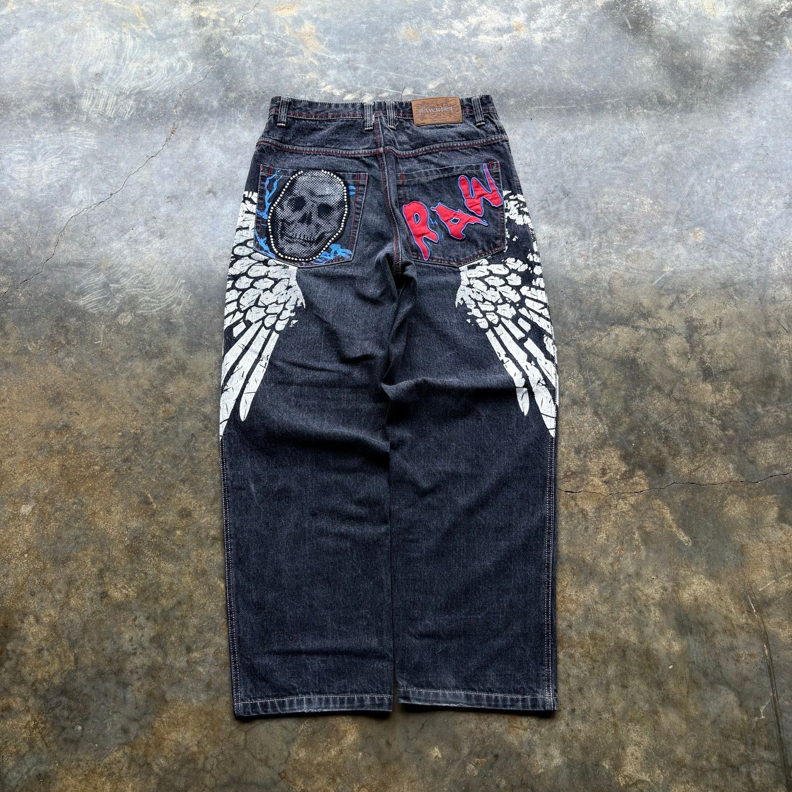 Crazy Vintage Raw Blue Embroidered Jeans Grails