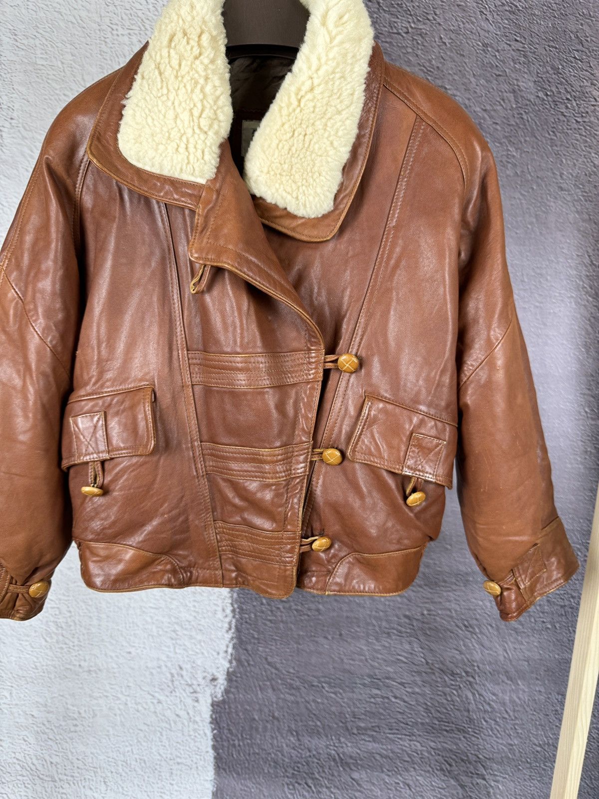 Vintage Vintage 80s 90s brown motorcycle leather Sherpa jacket Size M / US 6-8 / IT 42-44 - 8 Thumbnail