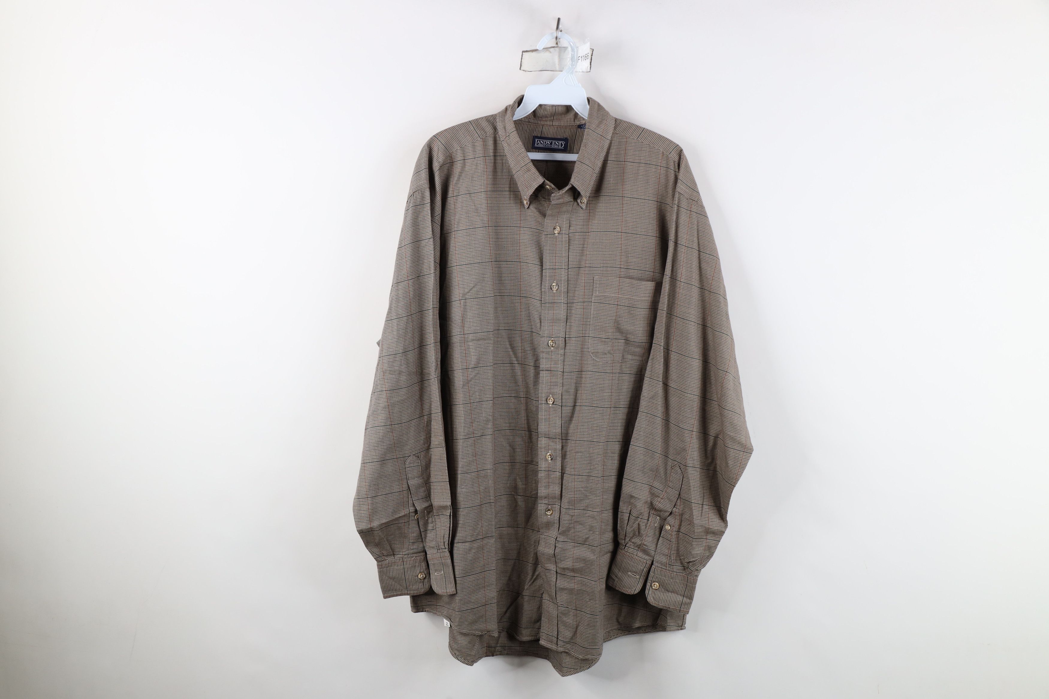 Lands' End Vintage 90s Lands End Houndstooth Collared Button Down Shirt Size US XL / EU 56 / 4 - 1 Thumbnail