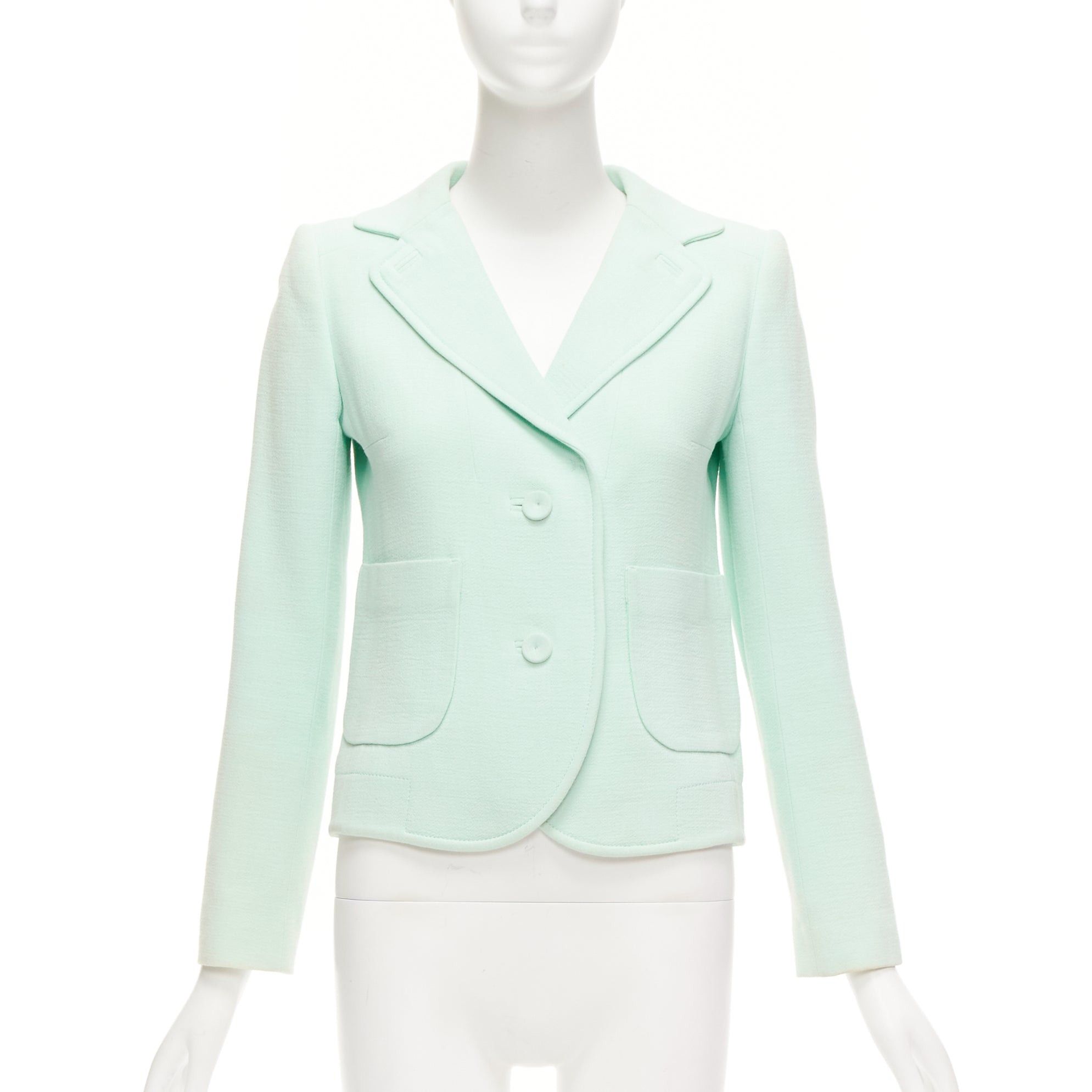 Carven CARVEN pastel green viscose virgin wool shoulder darts blazer FR36 S Size S / US 4 / IT 40 - 1 Thumbnail