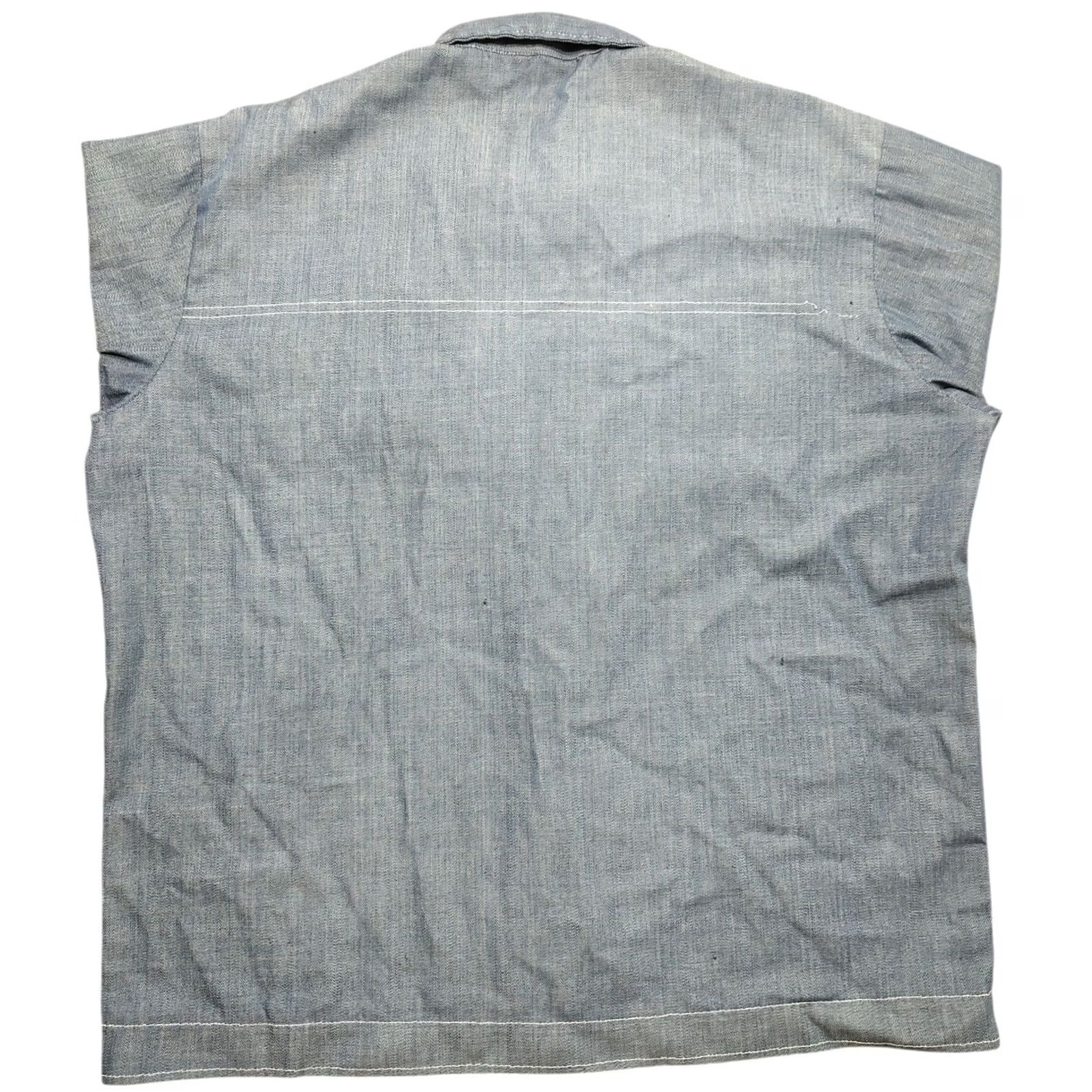 Denime VINTAGE Denim Chore Jacket XL Men Mid-Length Snap Button Military Style Workwear USA 80s Blue Size US XL / EU 56 / 4 - 3 Thumbnail