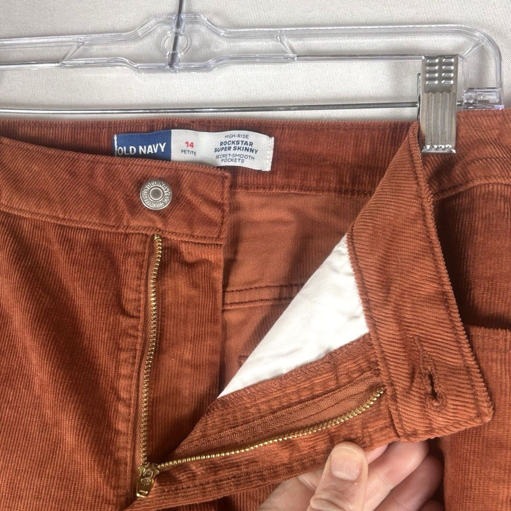 Old Navy Old Navy High Rise Rockstar Corduroy Pants 14P Petite Women Skinny Inseam 27 Orange Dress Pants Pockets Size 36" / US 14 / IT 50 - 4 Thumbnail