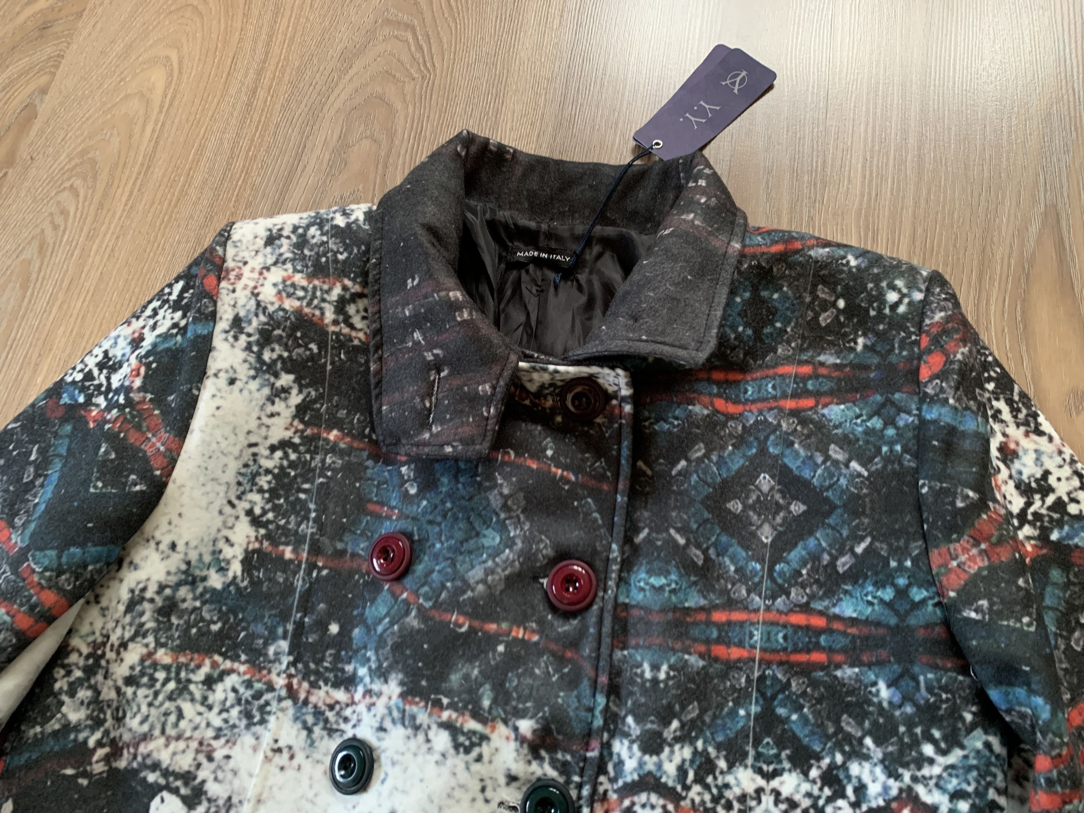 Other Y.Y. Made in Italy Wool Blend Artistic Print Coat Size XL / US 12-14 / IT 48-50 - 5 Thumbnail
