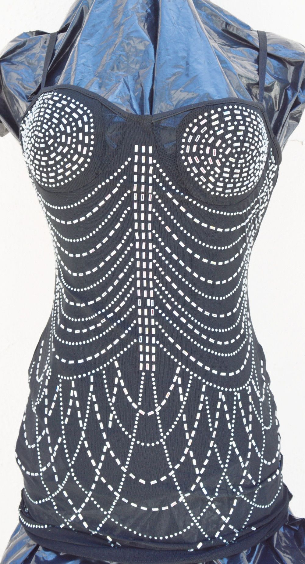 Other MINIDRESS SEQUIN/GLITTER SILVER BLACK STRAPS SUPER STRETCH Size M / US 6-8 / IT 42-44 - 1 Thumbnail