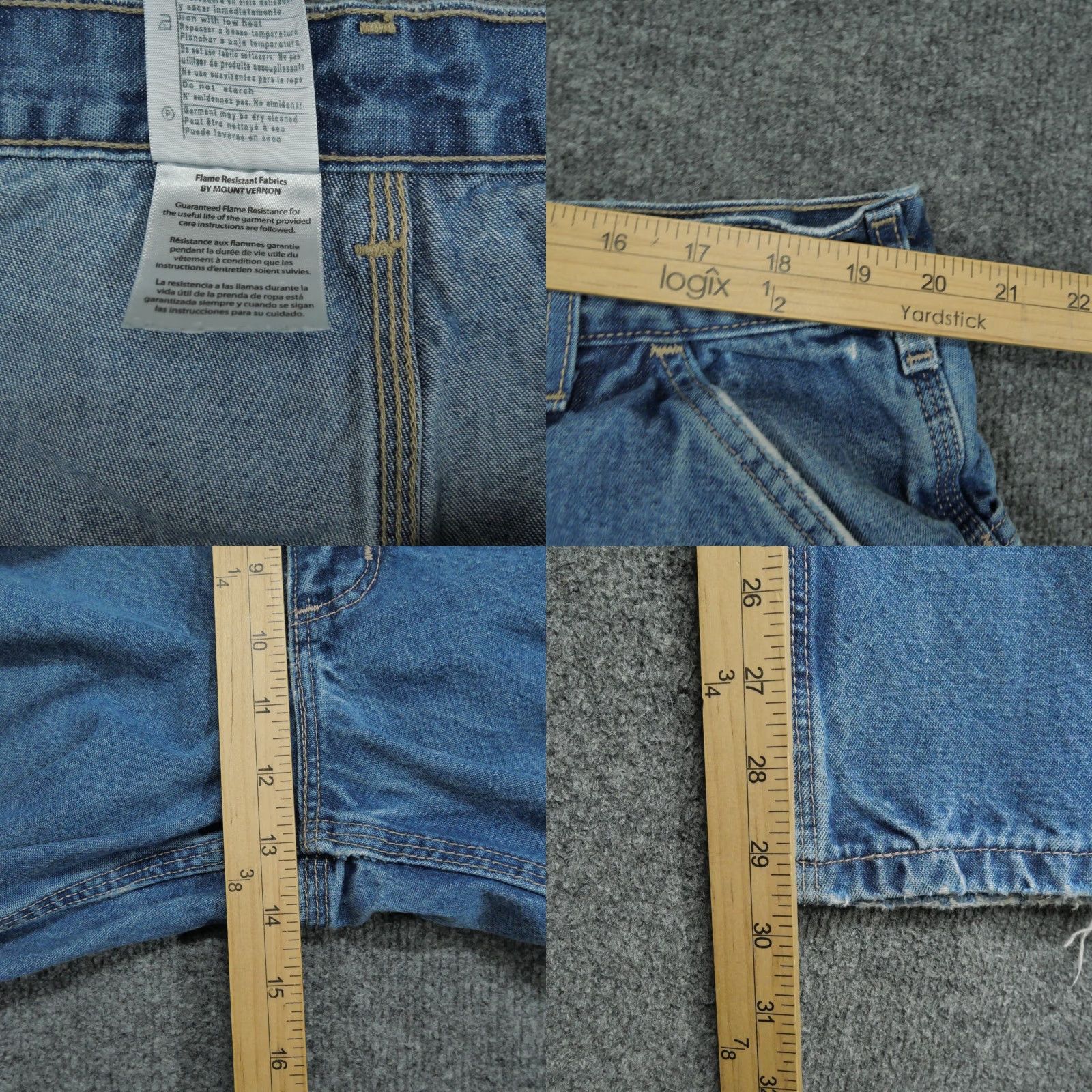 Carhartt VINTAGE Carhartt Jeans Mens 42x30 Blue Pants Workwear Flame Resistant Distress FRB13 DNM Size US 40 / EU 56 - 8 Thumbnail