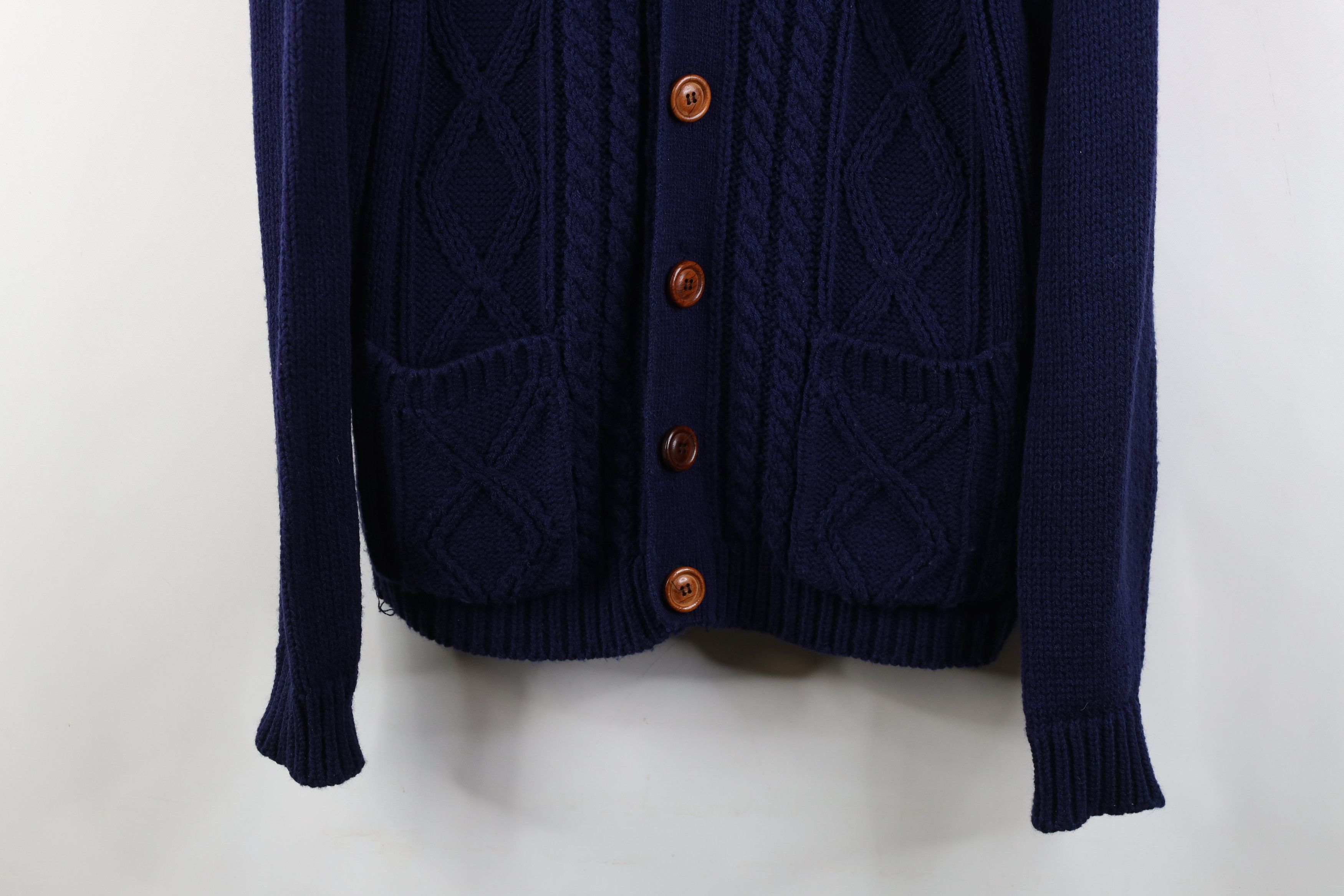 Vintage Vintage 70s Streetwear Fisherman Cable Knit Cardigan Sweater Size US L / EU 52-54 / 3 - 3 Thumbnail
