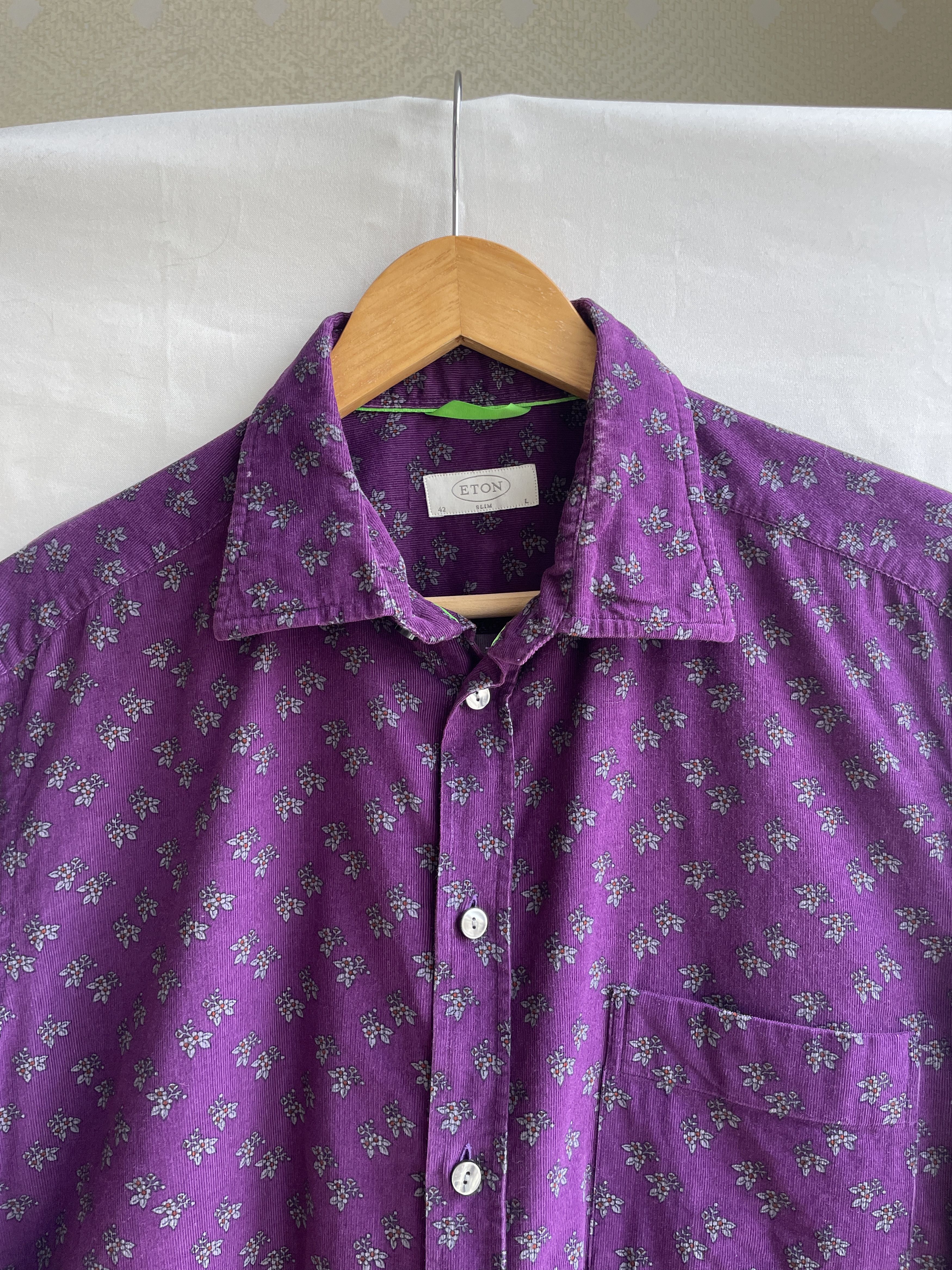 Eton Eton Slim Fit Corduroy Floral Shirt Size L Size US L / EU 52-54 / 3 - 4 Thumbnail