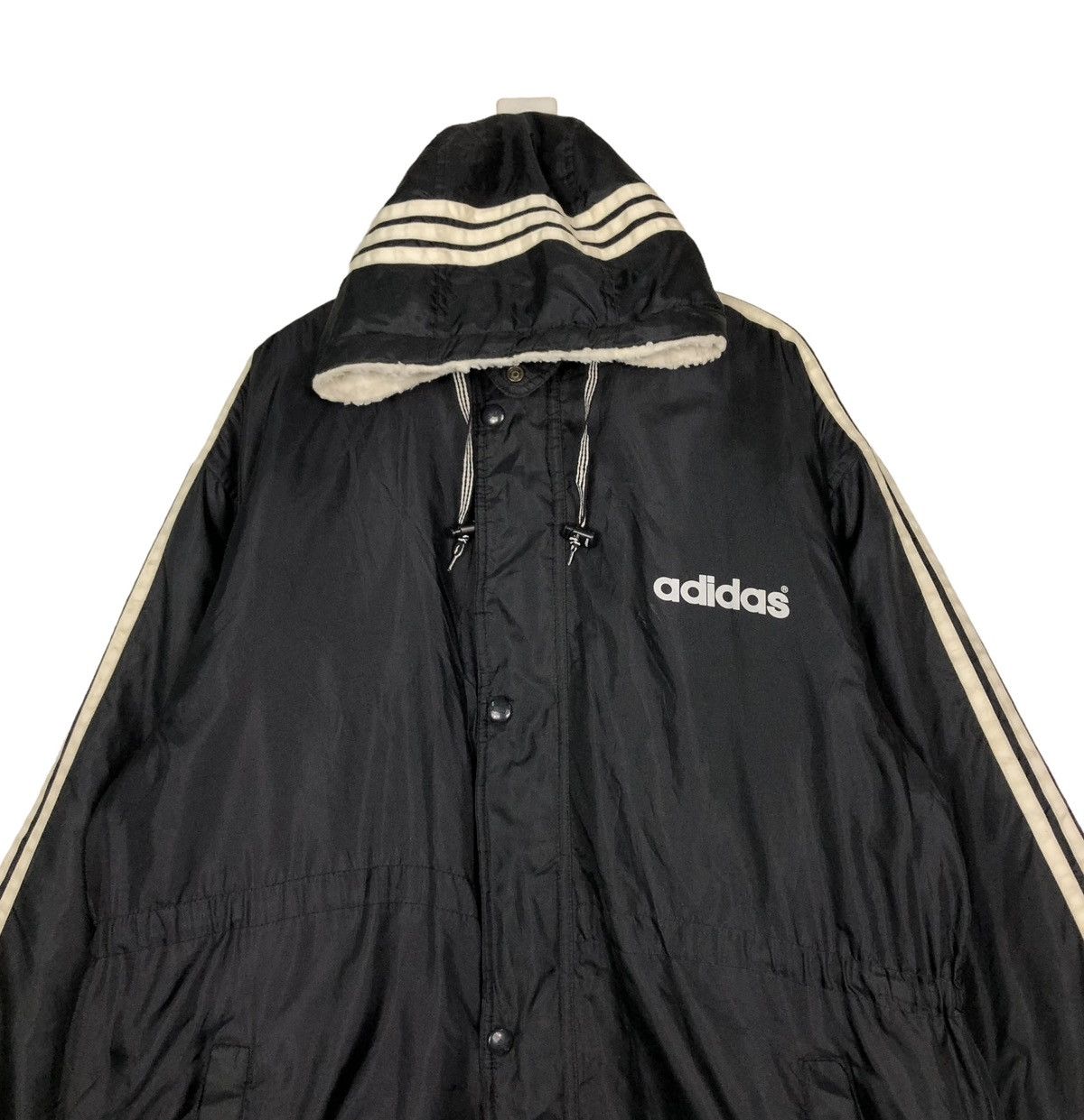 Adidas 🔥VINTAGE ADIDAS LONG JACKET BIG LOGO SHEARLING LINING Size US L / EU 52-54 / 3 - 7 Thumbnail