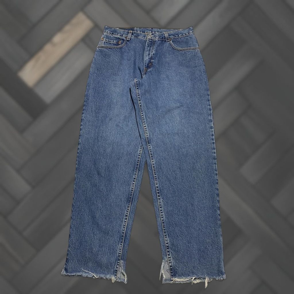 Levi's VINTAGE Levi's Jeans 560 Mens 34x32 Blue Loose Fit Tapered Leg Distressed Frayed Hem Y2k Jeans Size US 34 / EU 50 - 1 Thumbnail