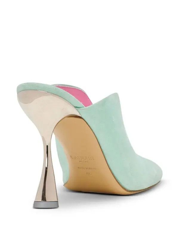 Balmain o1s1wg111225 95mm Eden Suede Mules in Blue Size US 6 / IT 36 - 3 Thumbnail