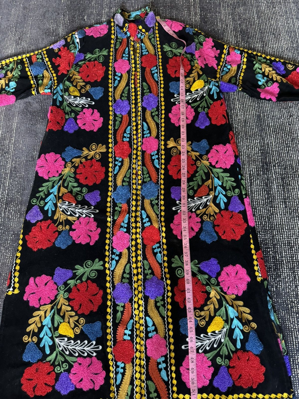 Handmade Turkish Handmade Floral Embroidered Full Length Kaftan Size ONE SIZE - 18 Thumbnail