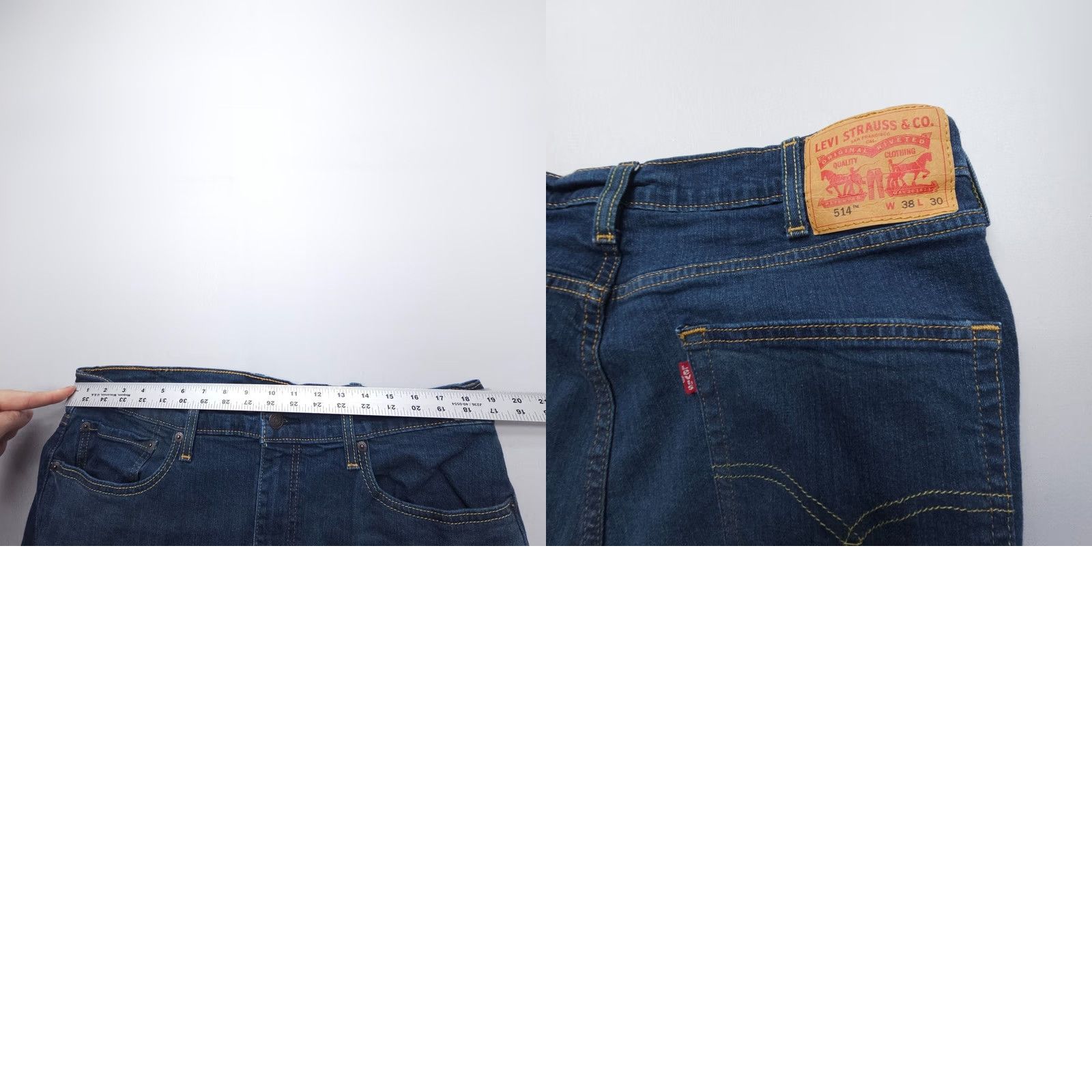 Levi's Levi's 514 Slim Straight Jeans Mens 38 x 30 Dark Wash Denim Blue Stretch Comfort 5-Pocket Regular Jeans Mens Blue 514 Levi's Size US 38 / EU 54 - 8 Thumbnail