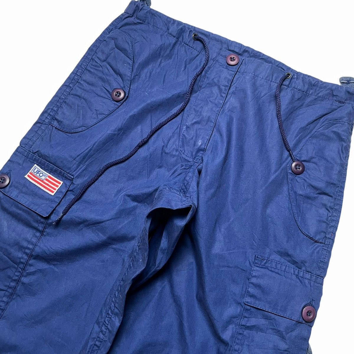 Vintage 2000s Vintage Blue Cargo Pants Y2K UFO Nylon Poly Pocket Size US 29 - 6 Thumbnail