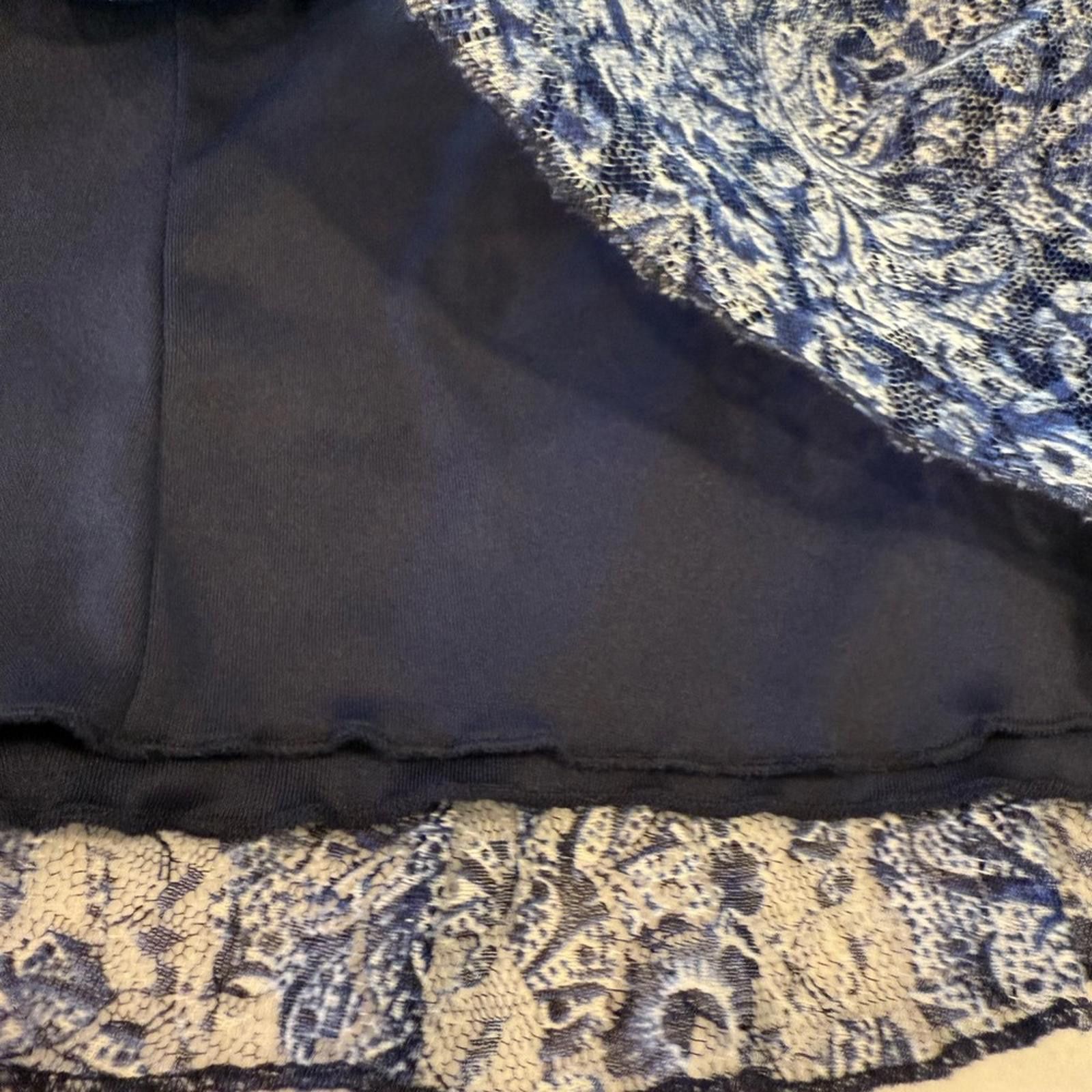 Other Lace blue floral mini skirt elastic pull on waist lined LG Size 36" / US 14 / IT 50 - 3 Thumbnail