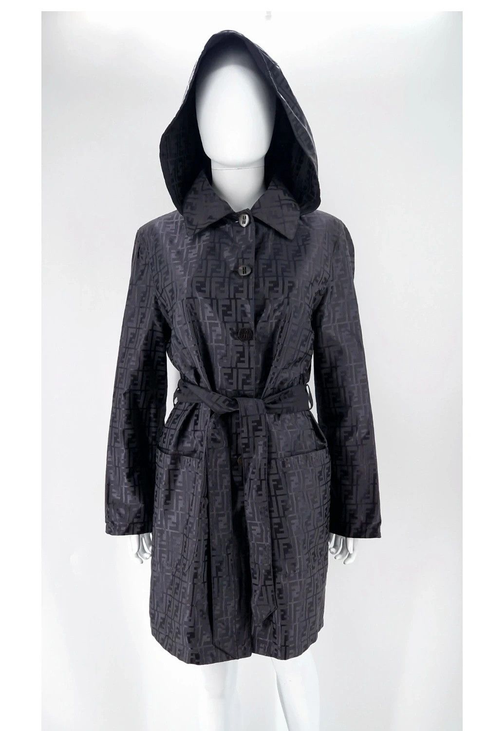 Fendi Fendi Zucca FF Monogram Hooded Trench Coat Size S / US 4 / IT 40 - 1 Thumbnail