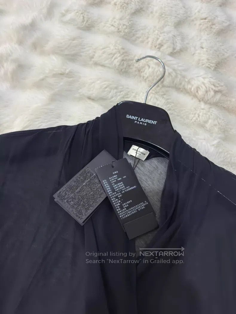Saint Laurent Paris Saint Laurent Paris Crinkled Deep V Chiffon Underlayer Shi Size US XXL / EU 58 / 5 - 4 Thumbnail